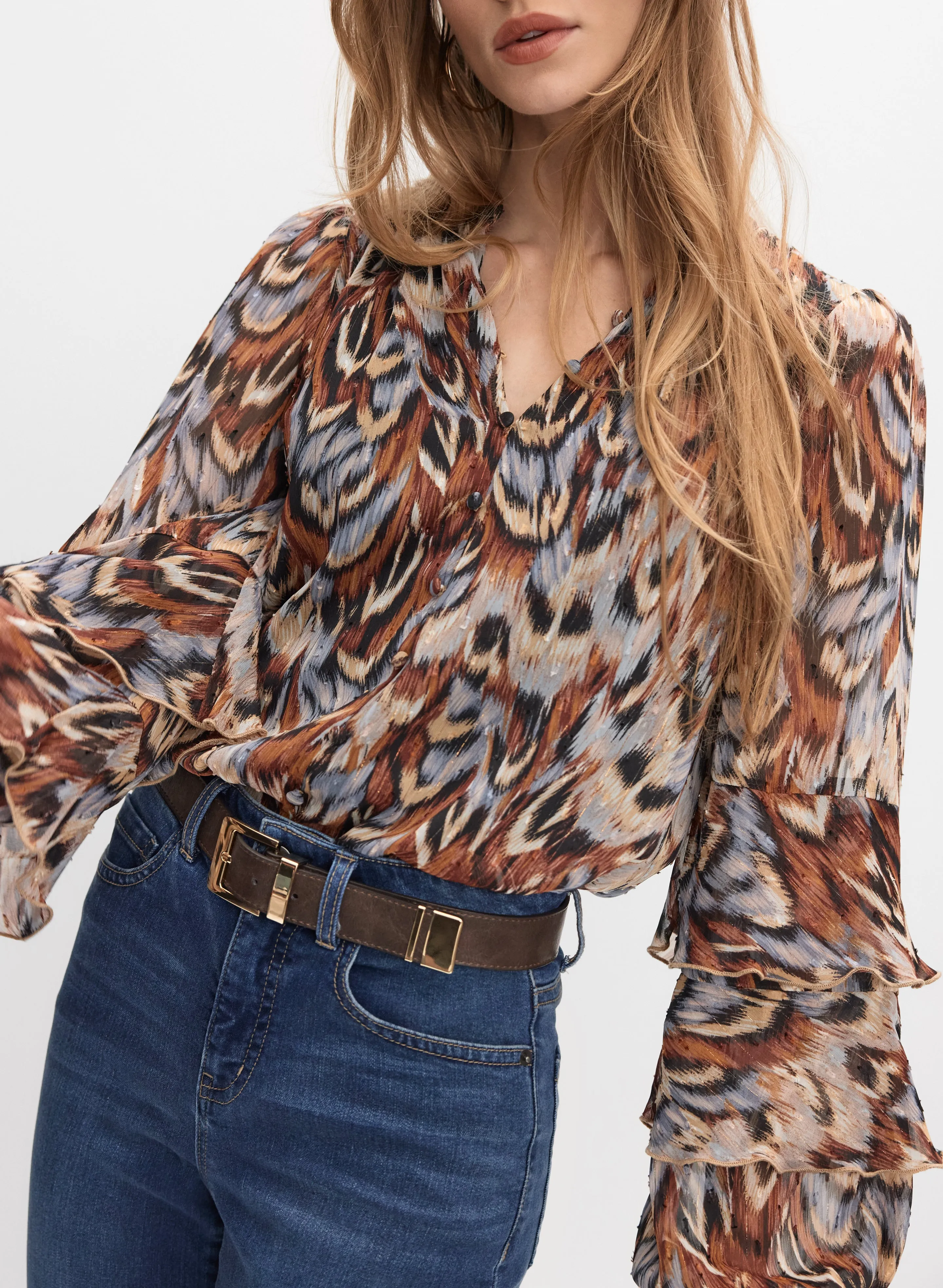 Abstract Tiered Sleeve Blouse sold by Melanie Lyne product image thumbnail 5