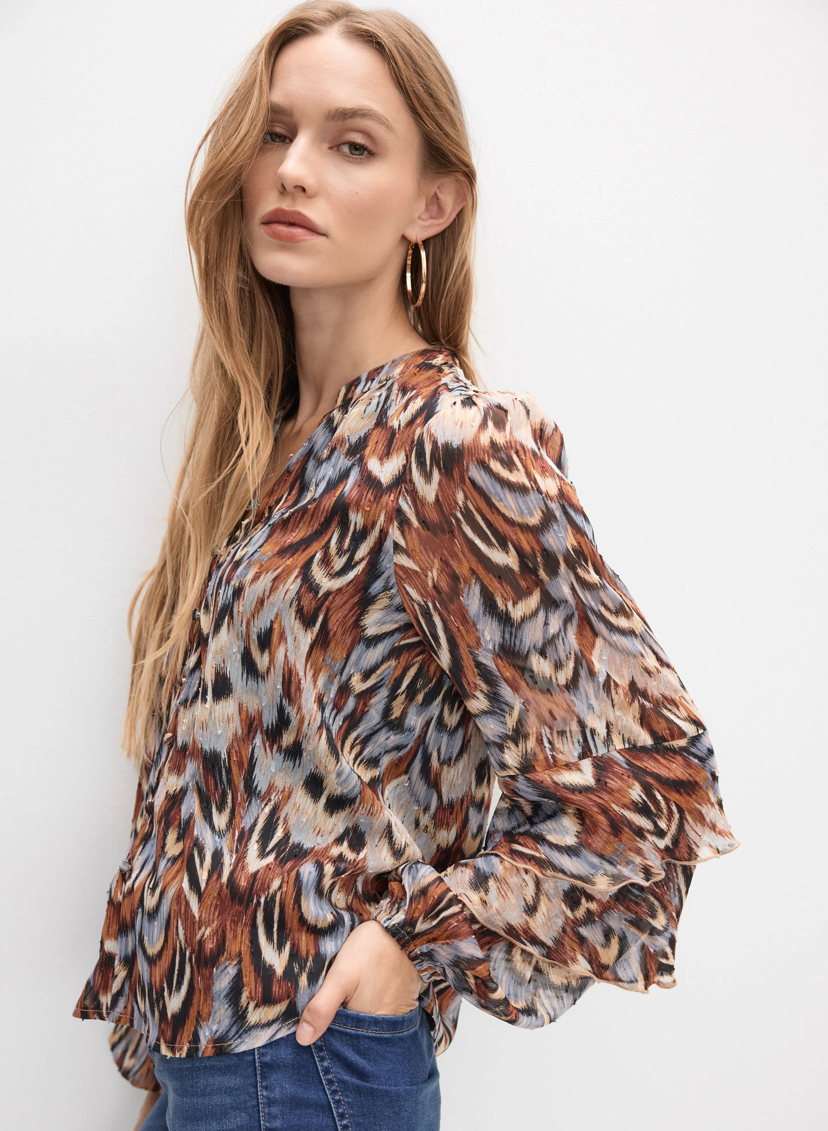 Abstract Tiered Sleeve Blouse sold by Melanie Lyne product image thumbnail 2