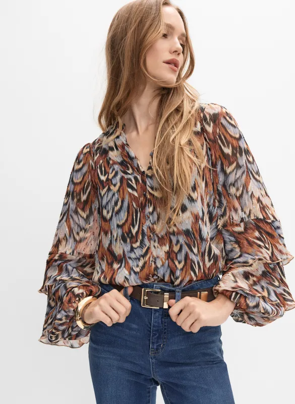 Abstract Tiered Sleeve Blouse sold by Melanie Lyne