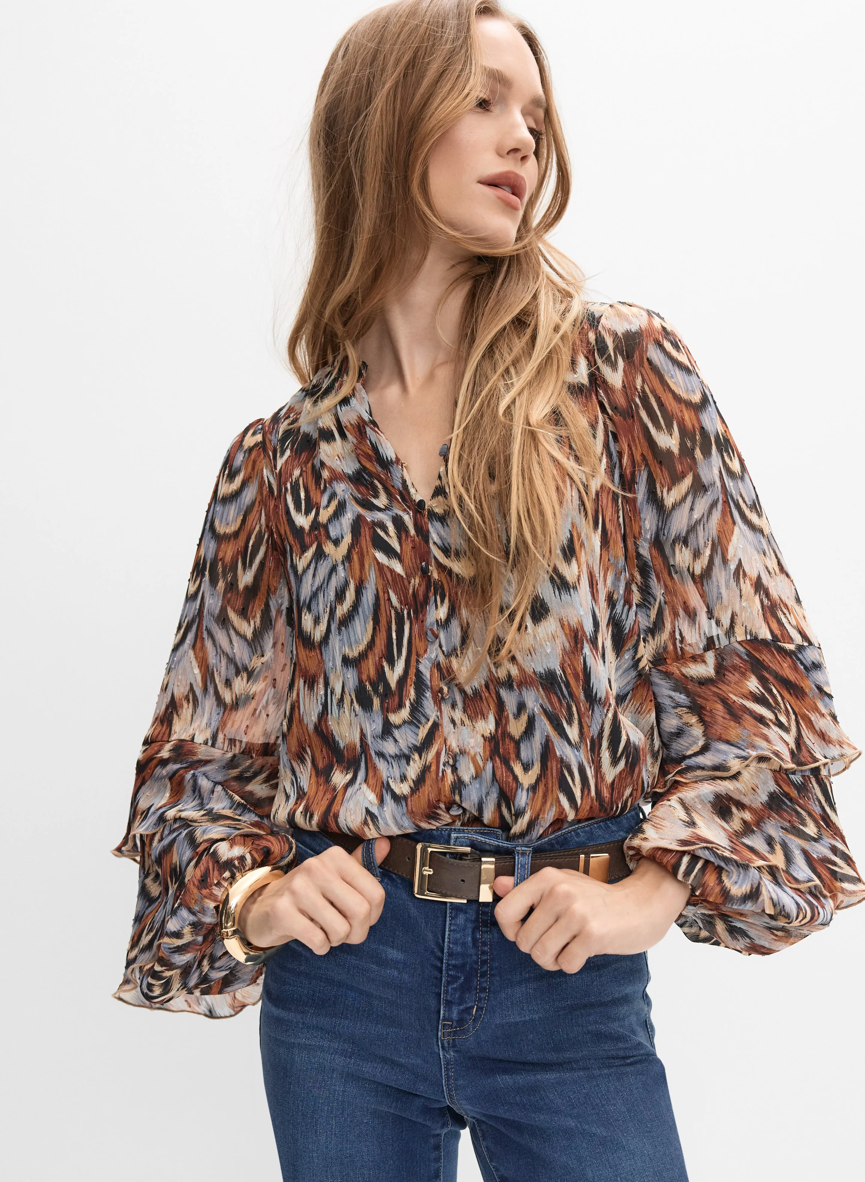 Abstract Tiered Sleeve Blouse sold by Melanie Lyne