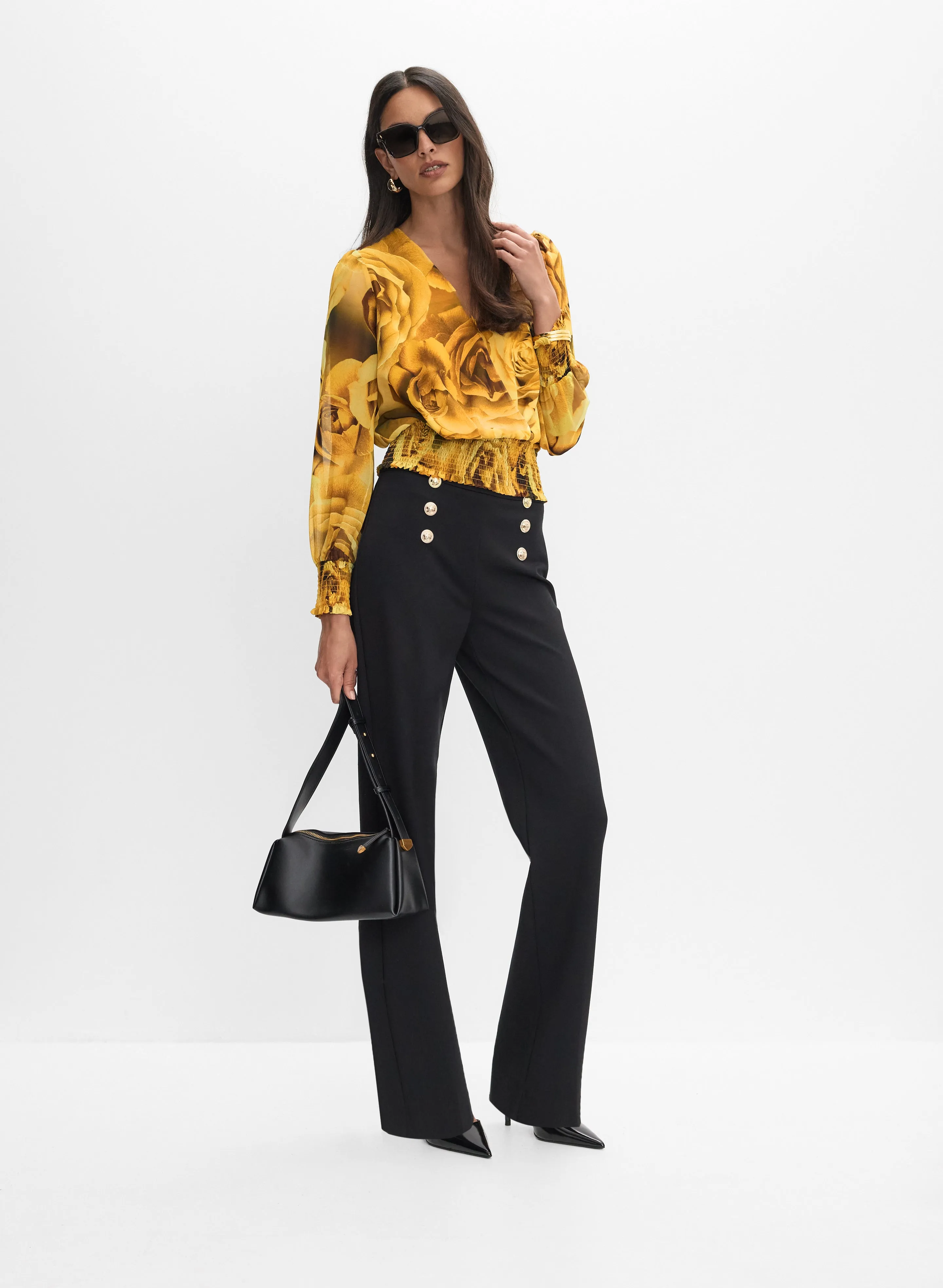 Floral Smocked Chiffon Blouse sold by Melanie Lyne product image thumbnail 3