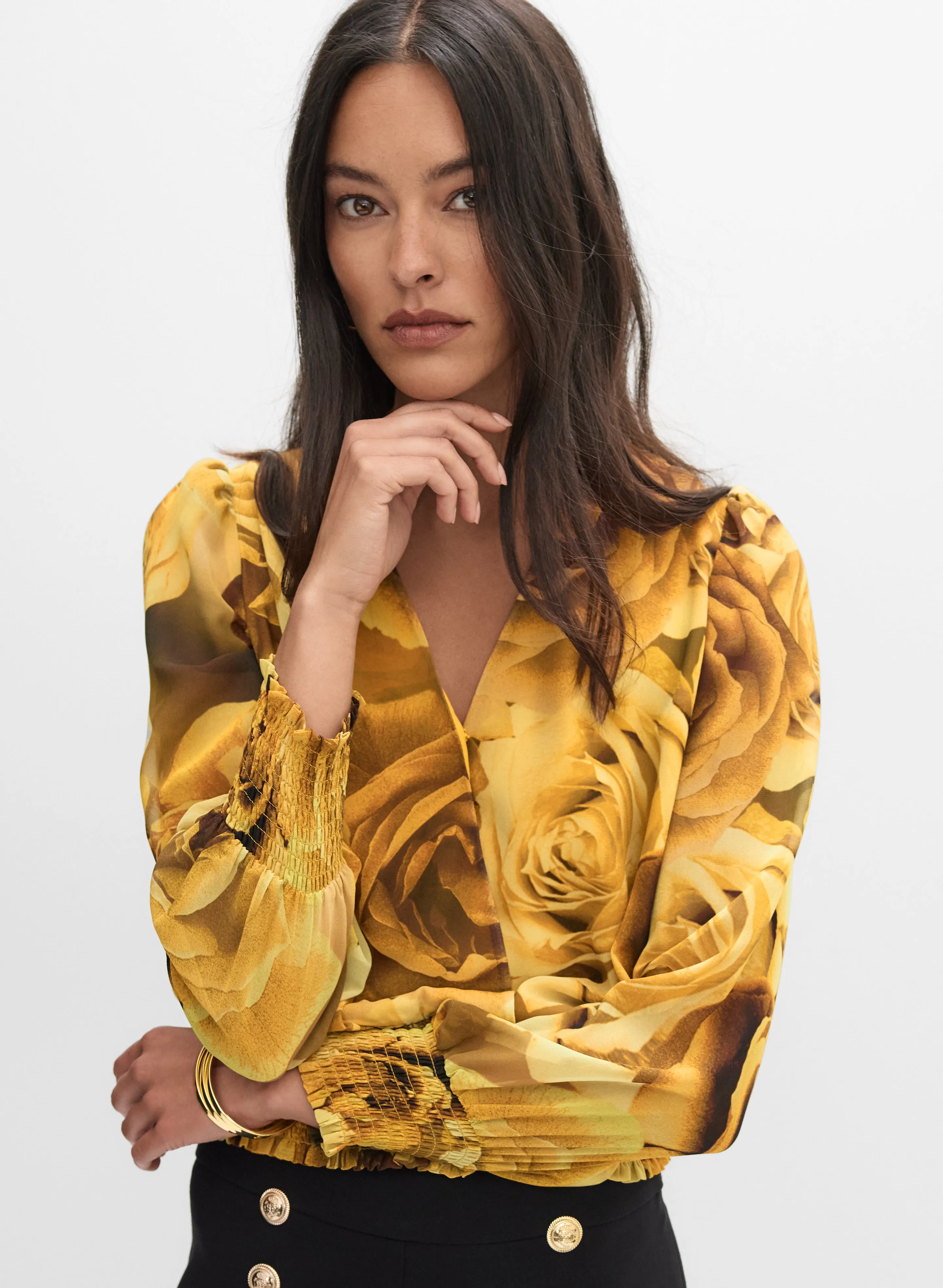 Floral Smocked Chiffon Blouse sold by Melanie Lyne