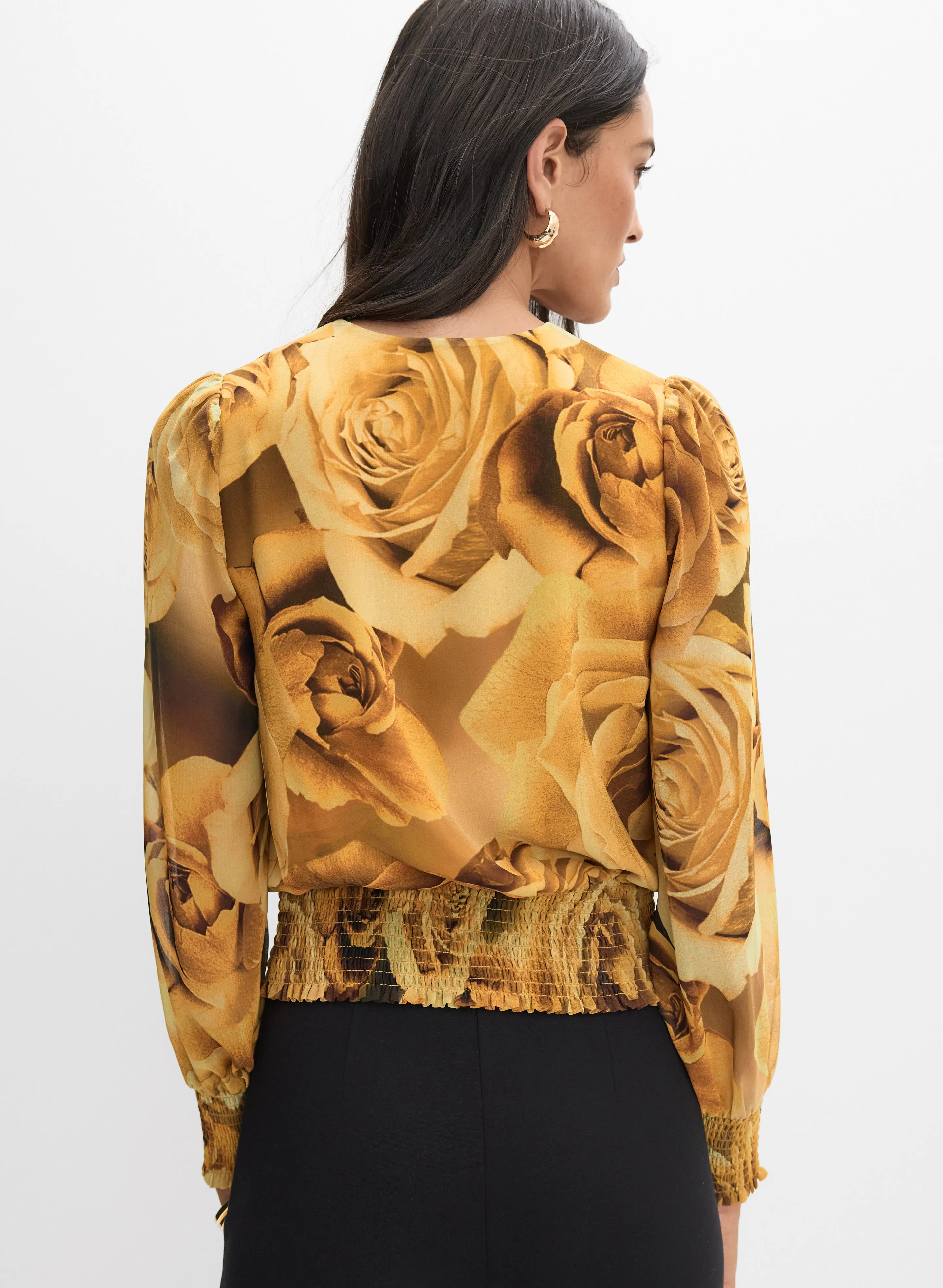 Floral Smocked Chiffon Blouse sold by Melanie Lyne product image thumbnail 4