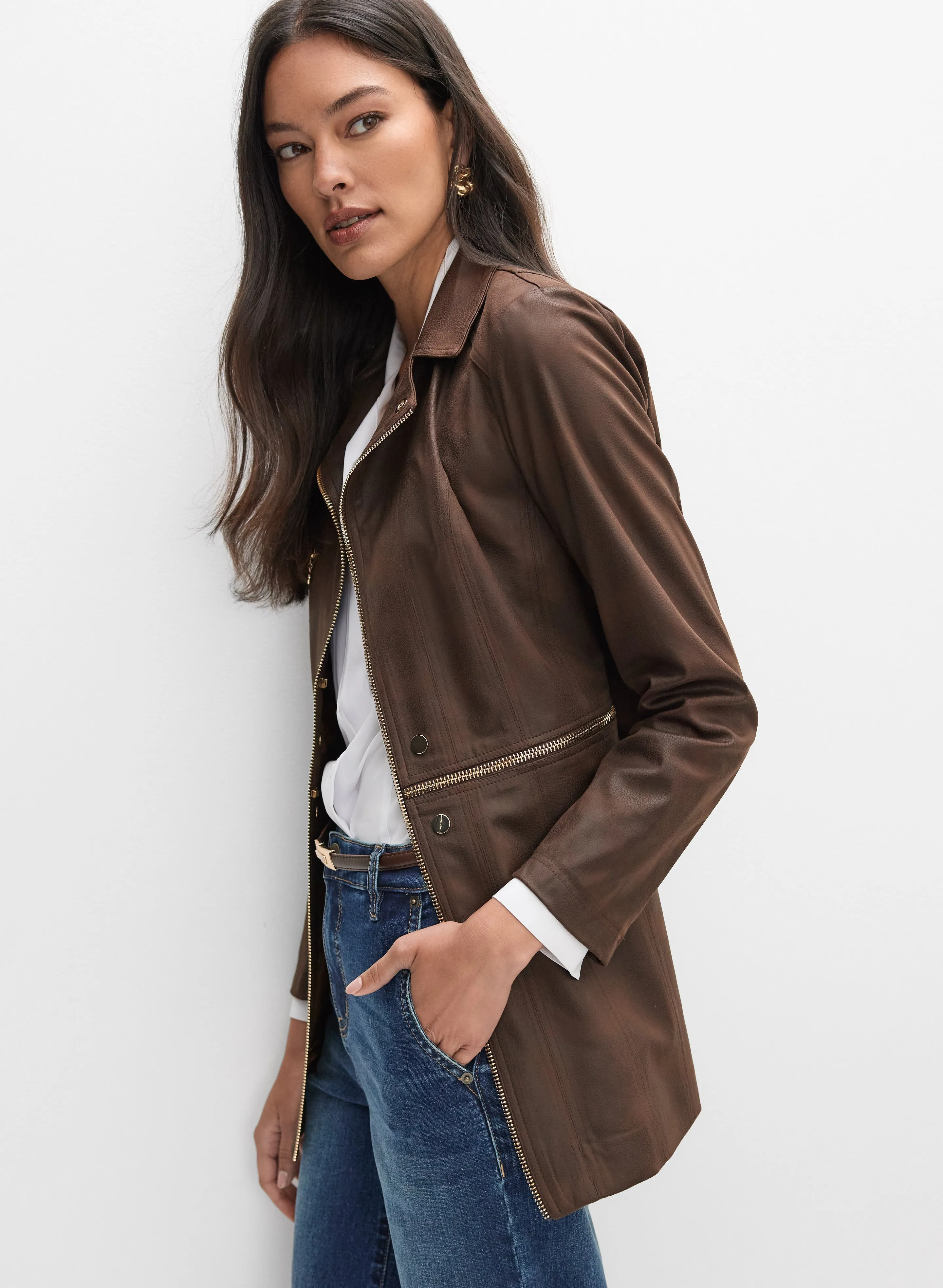 Vex - Long Faux-Suede Jacket sold by Melanie Lyne product image thumbnail 2