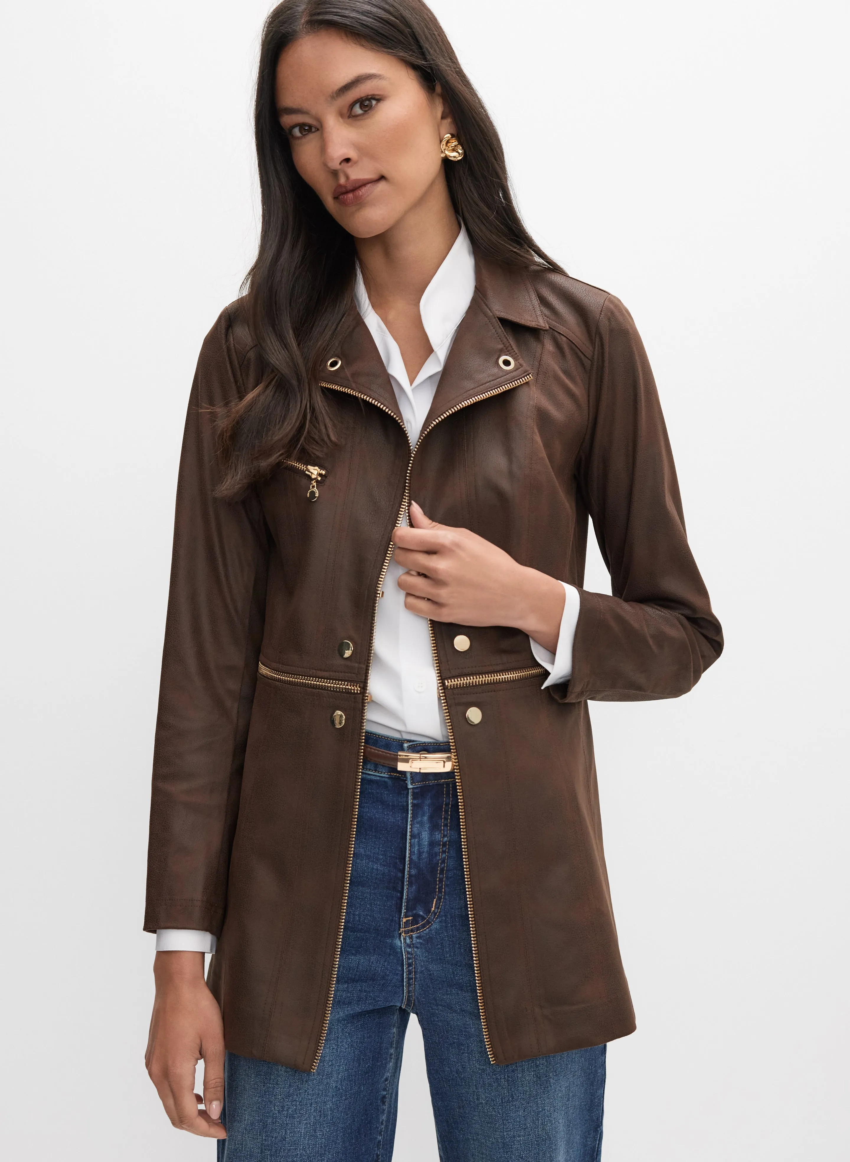 Vex - Long Faux-Suede Jacket sold by Melanie Lyne