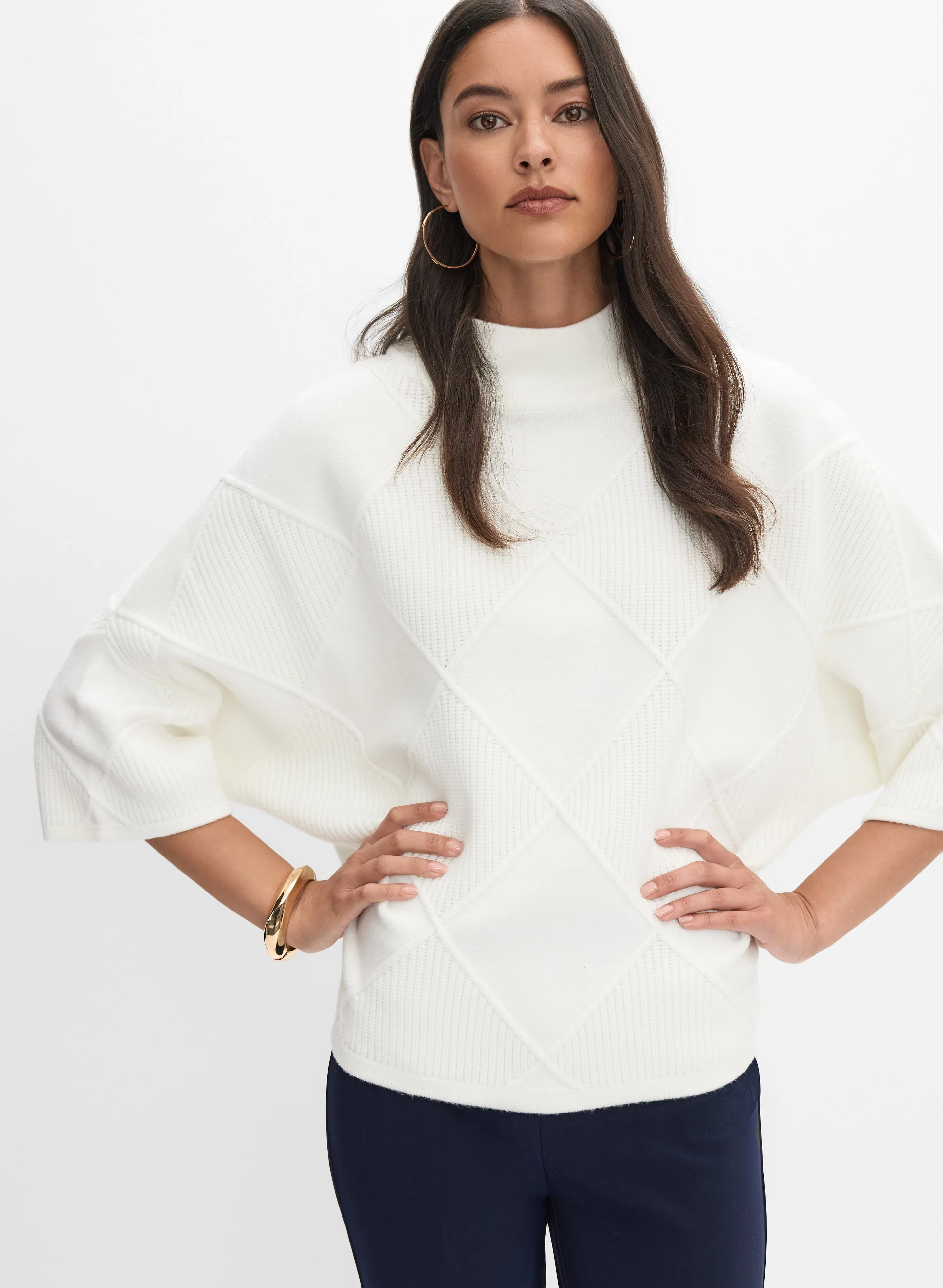 Joseph Ribkoff - Textured Funnel Neck Sweater sold by Melanie Lyne