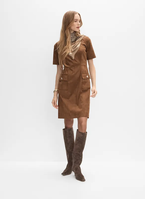 Faux-Suede Cargo Pocket Dress sold by Melanie Lyne