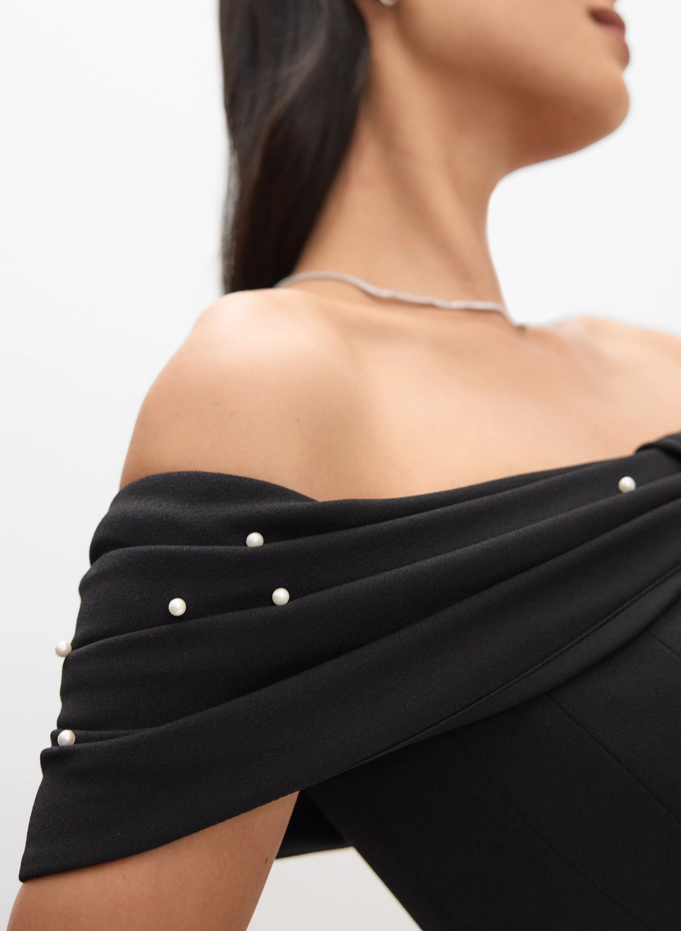 Pearl Embellished Off-Shoulder Dress sold by Melanie Lyne product image thumbnail 5