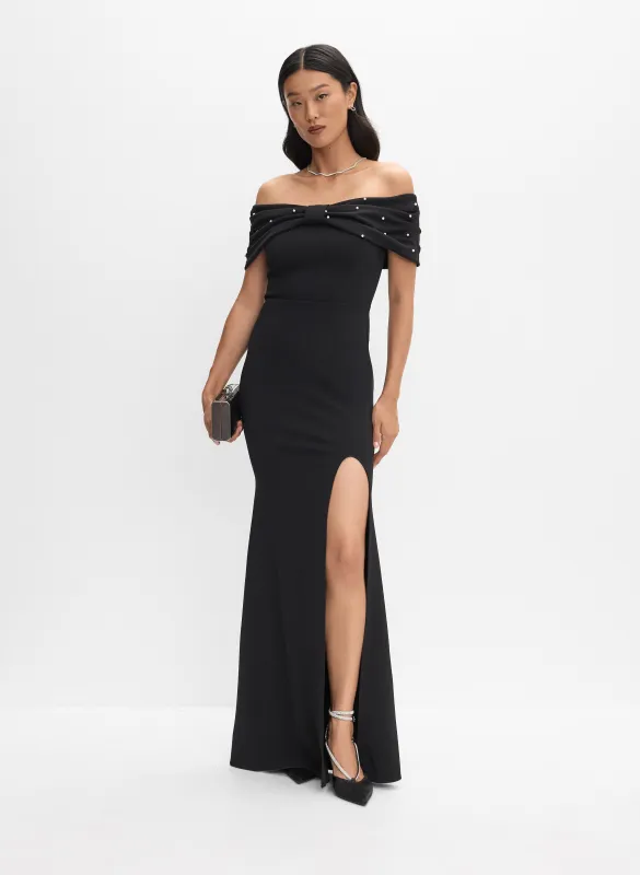 Pearl Embellished Off-Shoulder Dress sold by Melanie Lyne