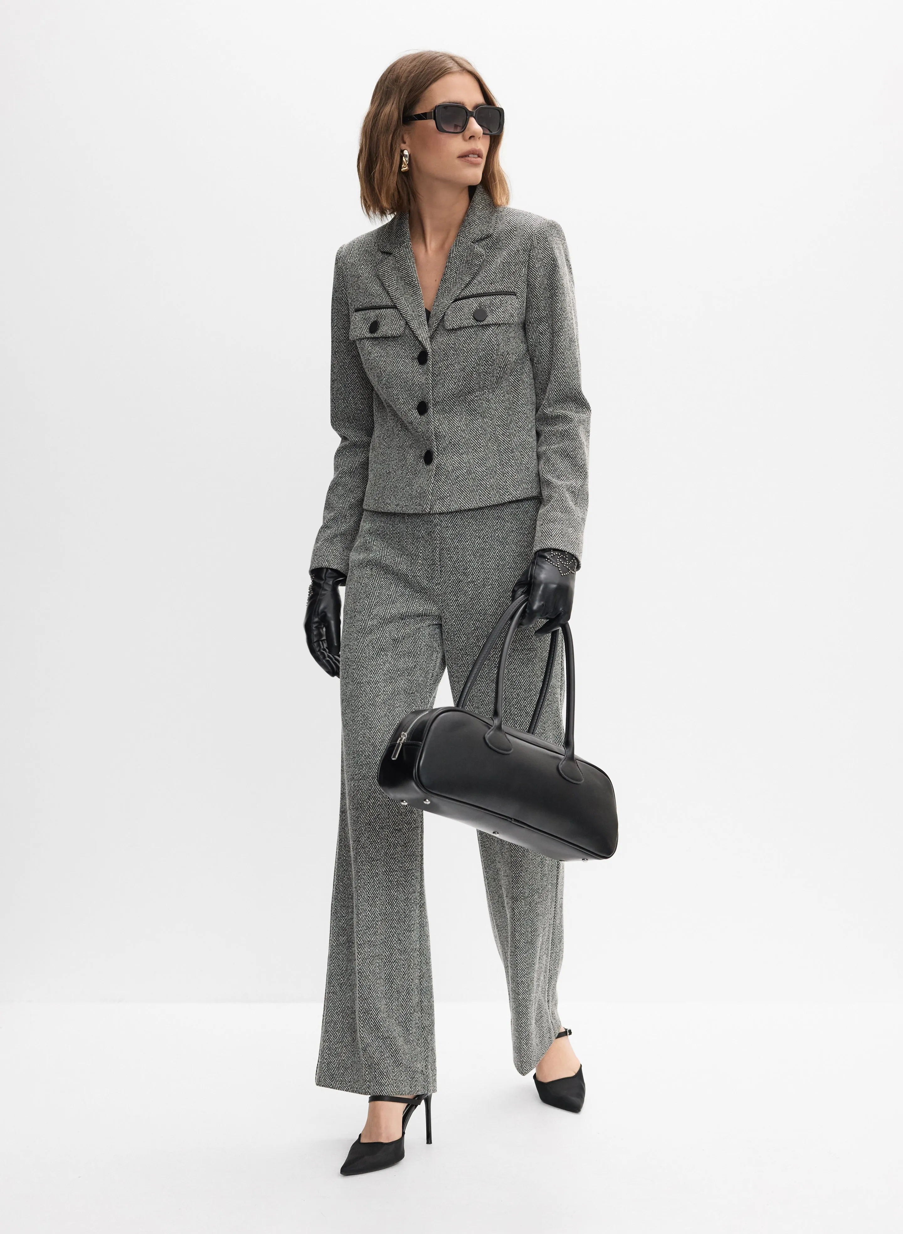 Cropped Herringbone Jacket sold by Melanie Lyne product image thumbnail 4