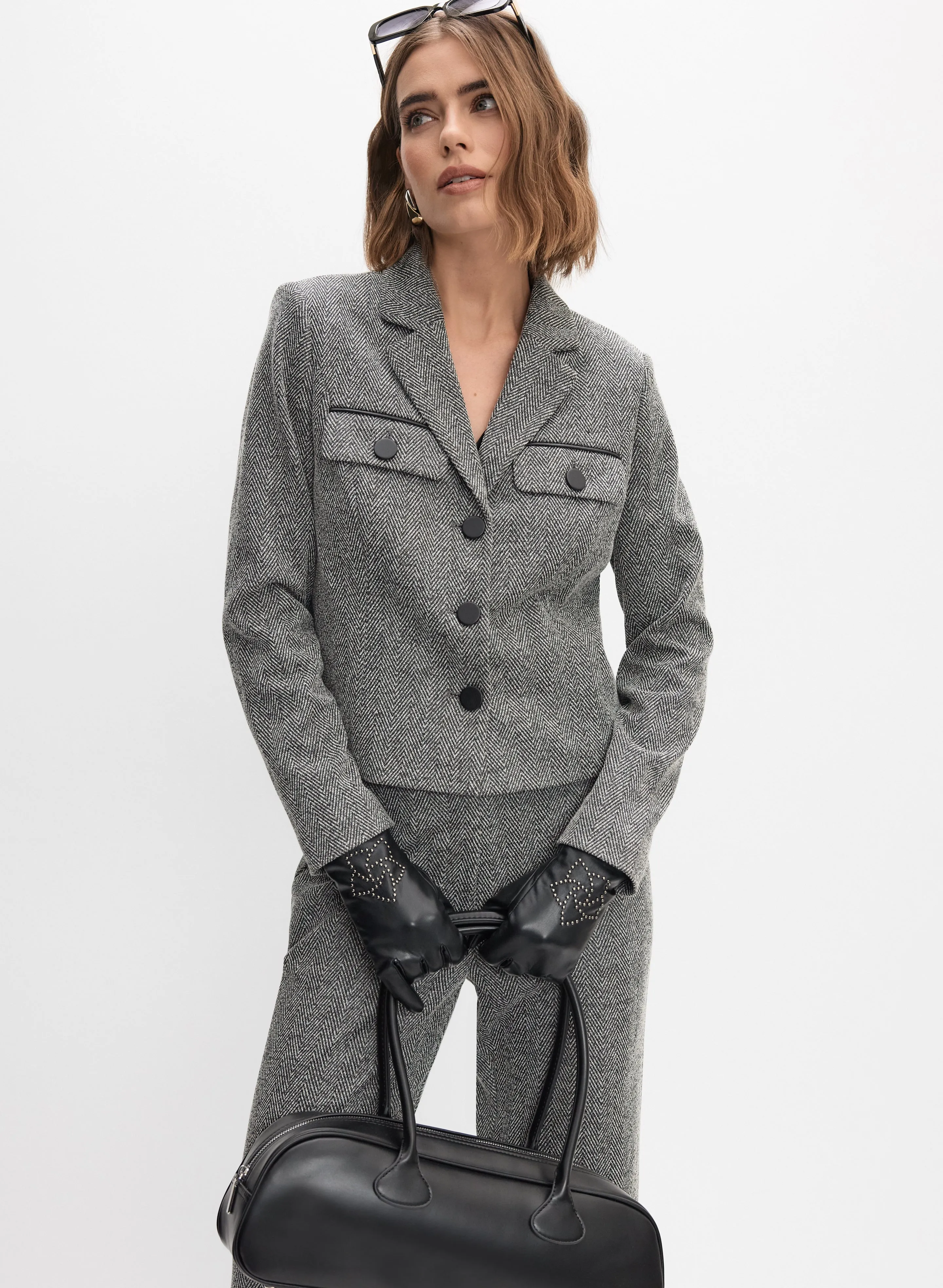 Cropped Herringbone Jacket sold by Melanie Lyne