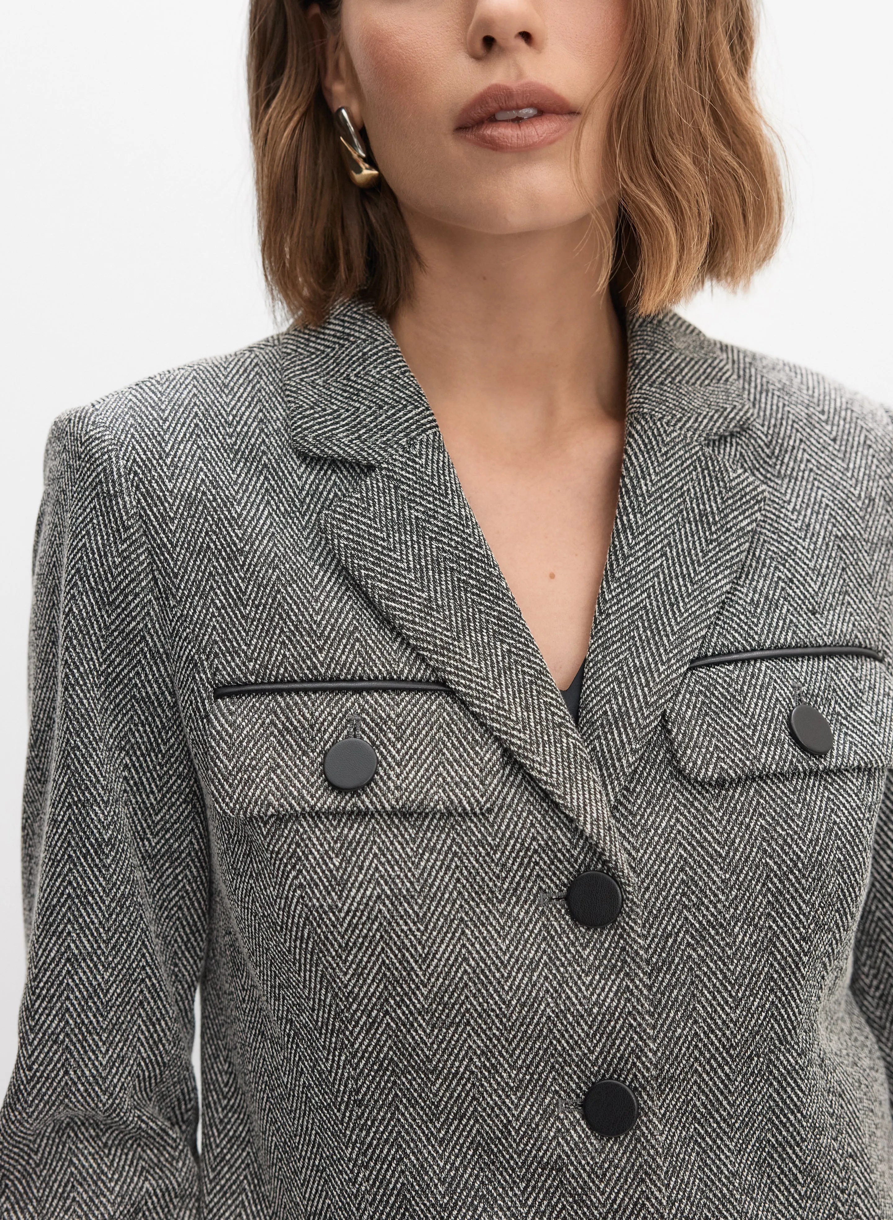 Cropped Herringbone Jacket sold by Melanie Lyne product image thumbnail 5