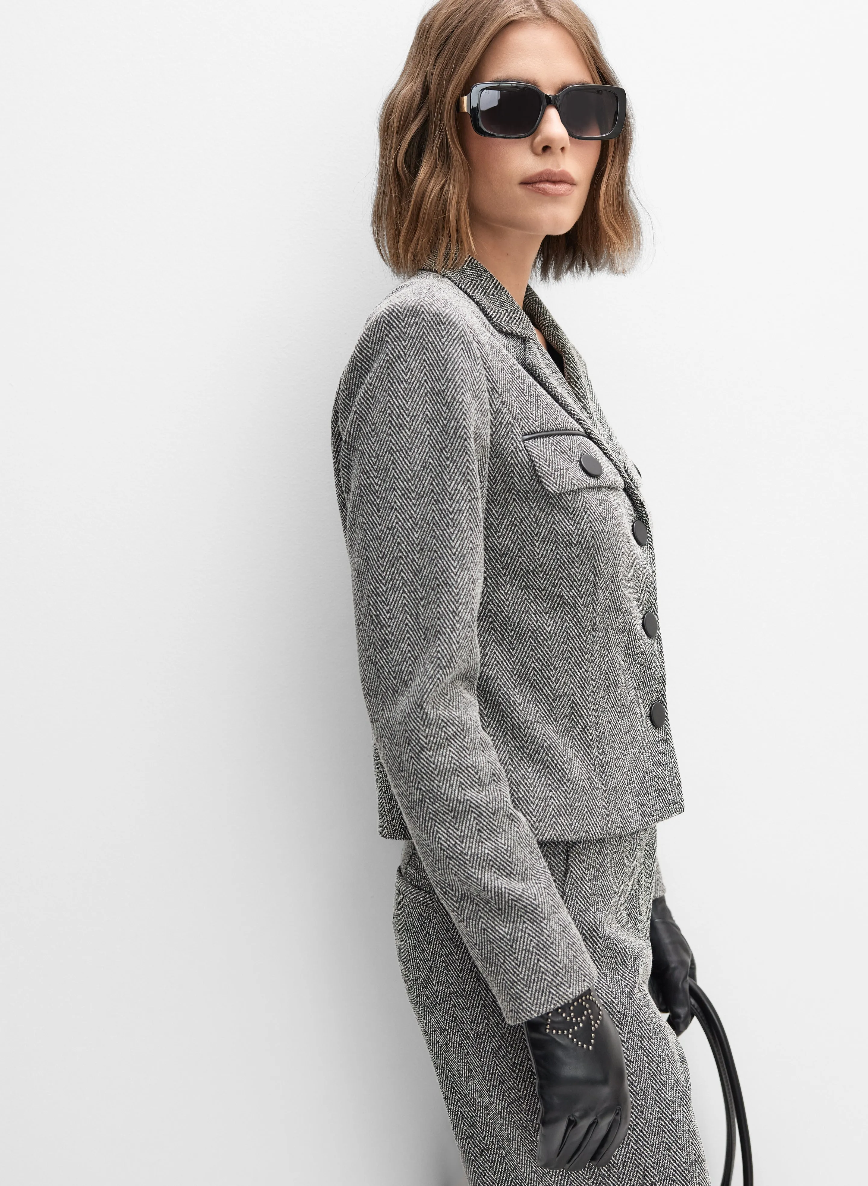 Cropped Herringbone Jacket sold by Melanie Lyne product image thumbnail 2