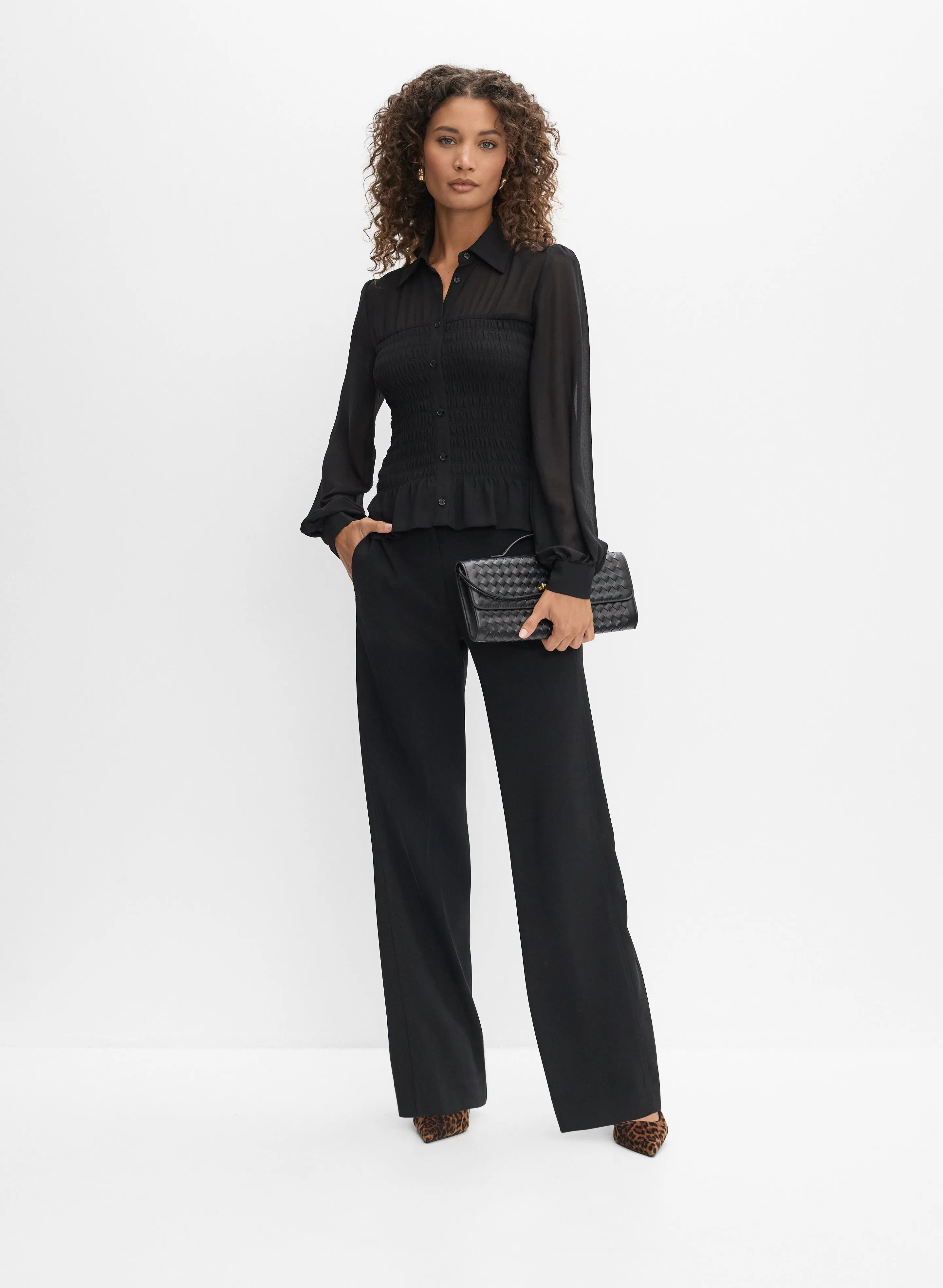 Smocked Chiffon Blouse sold by Melanie Lyne product image thumbnail 3