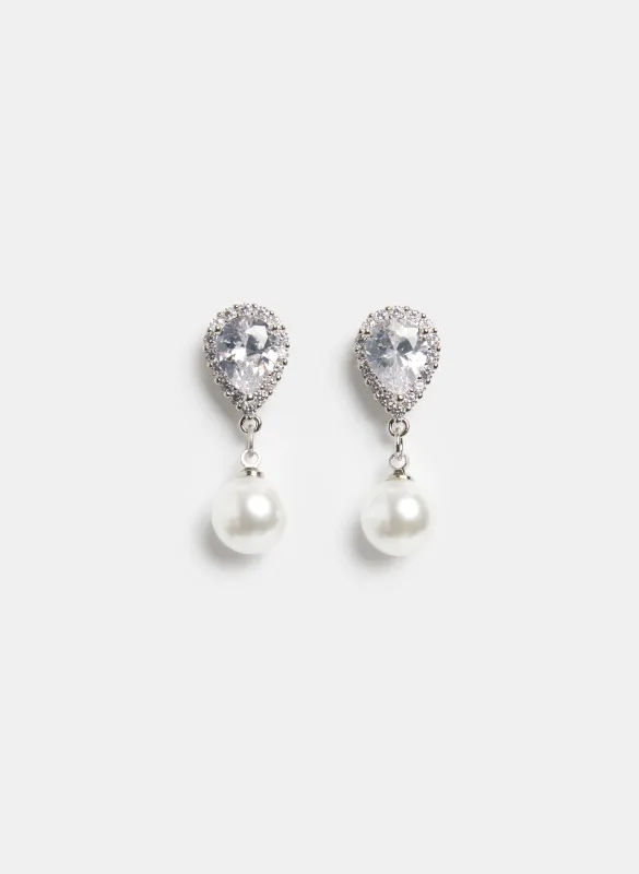 Crystal Pearl Drop Earrings sold by Melanie Lyne