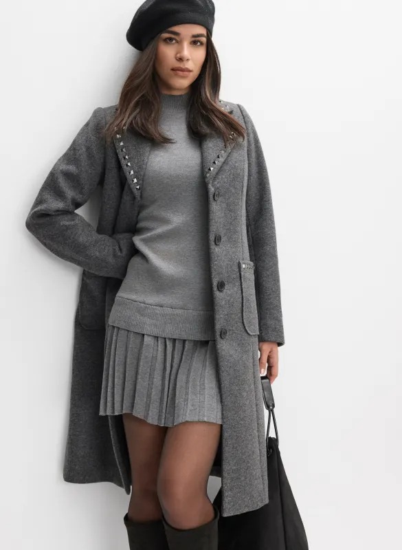 Studded Stretch Wool-Blend Coat sold by Melanie Lyne