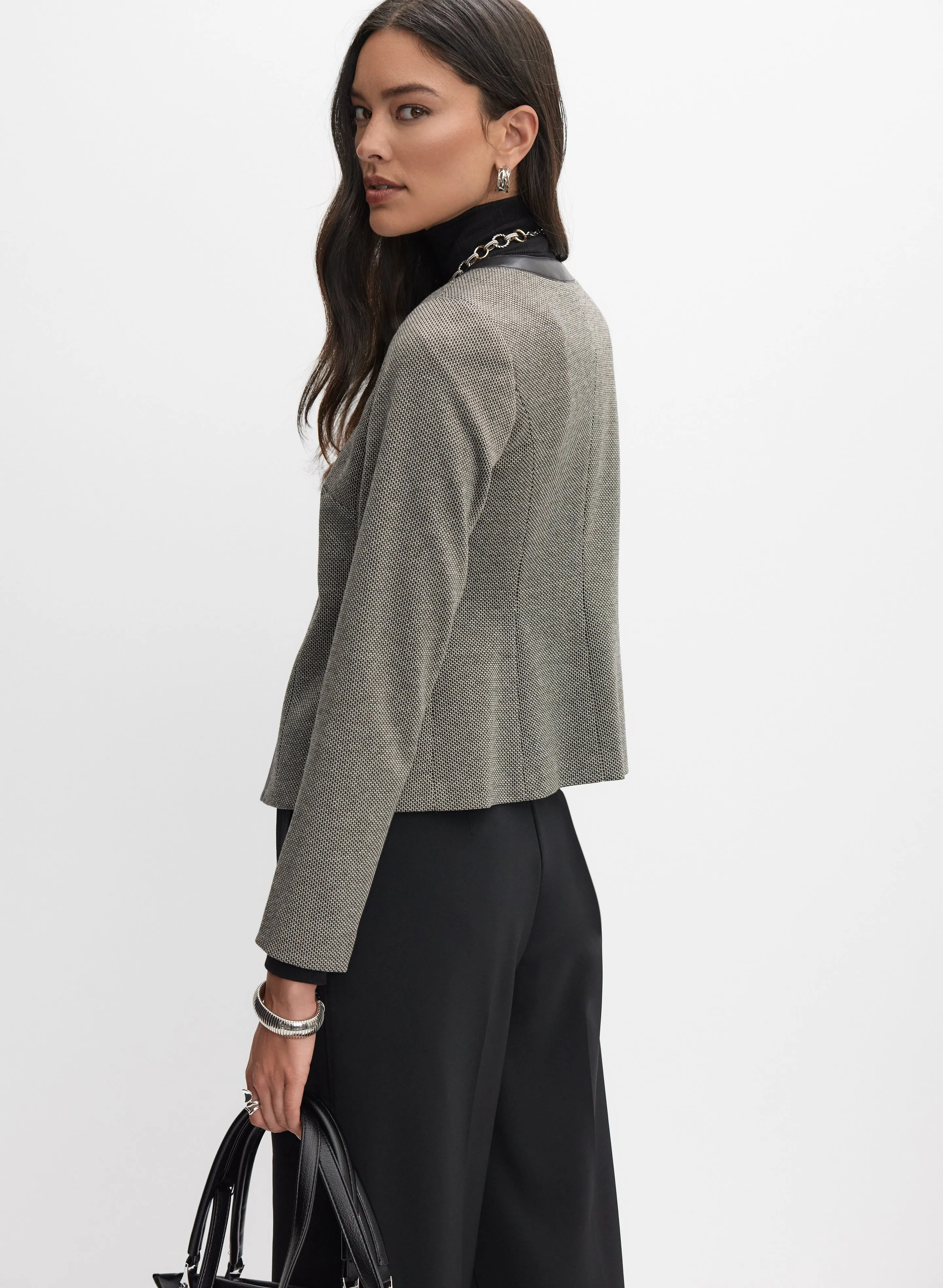 Vegan Leather Trim Jacket sold by Melanie Lyne product image thumbnail 4