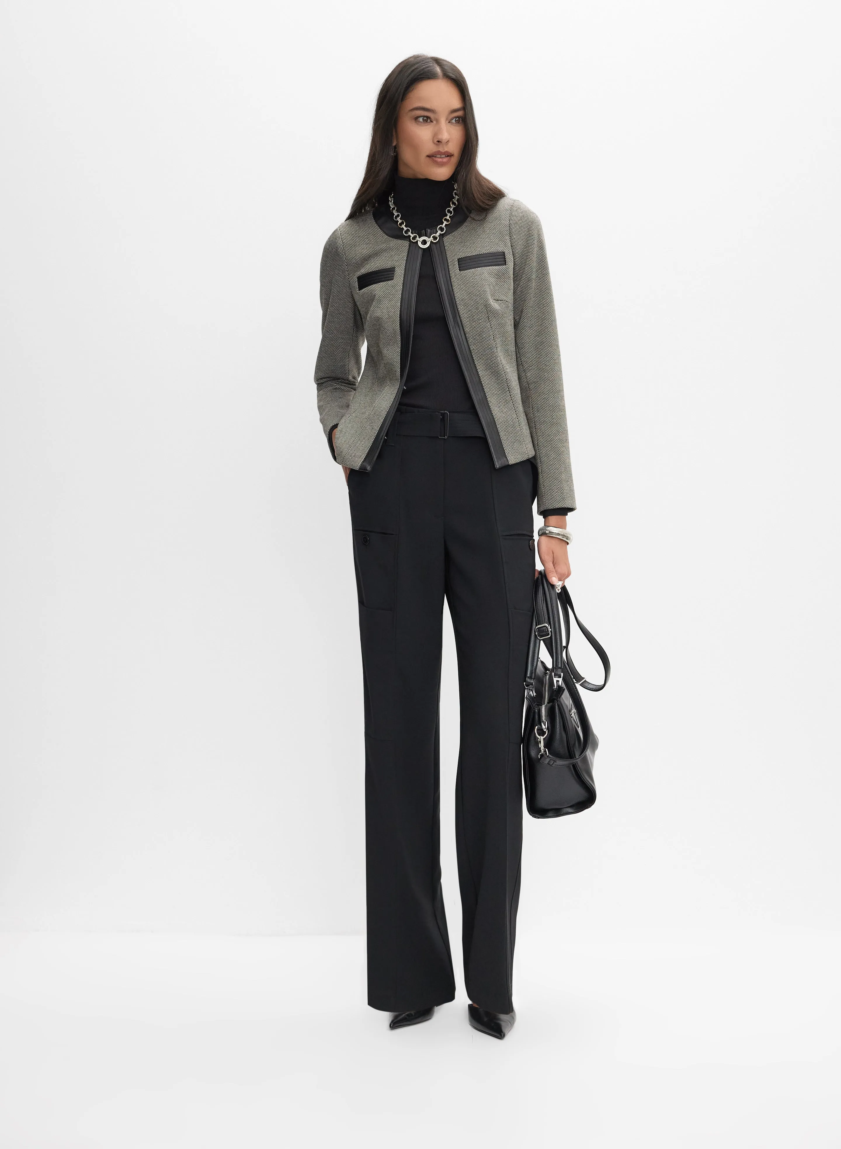 Vegan Leather Trim Jacket sold by Melanie Lyne product image thumbnail 3