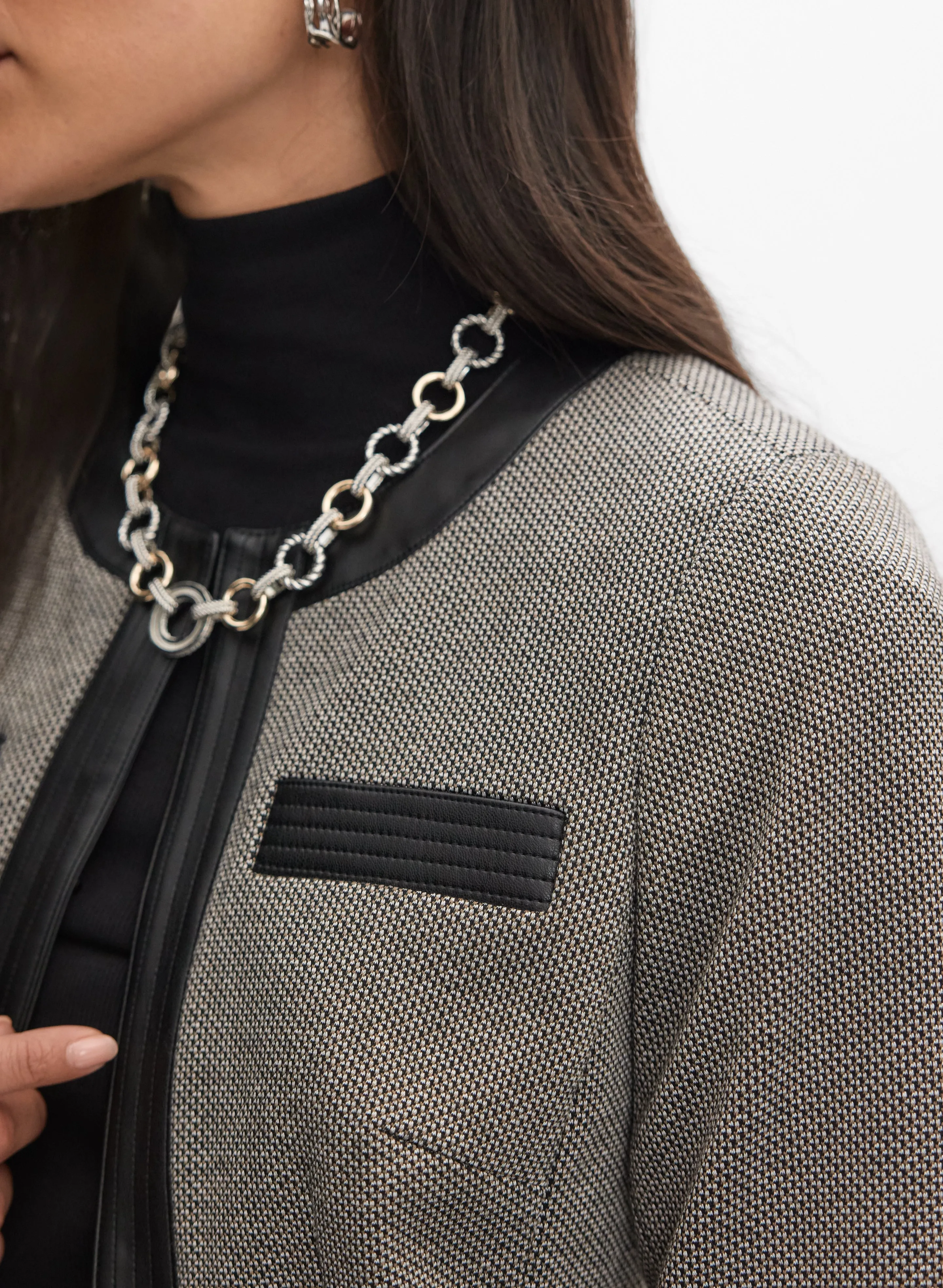 Vegan Leather Trim Jacket sold by Melanie Lyne product image thumbnail 2