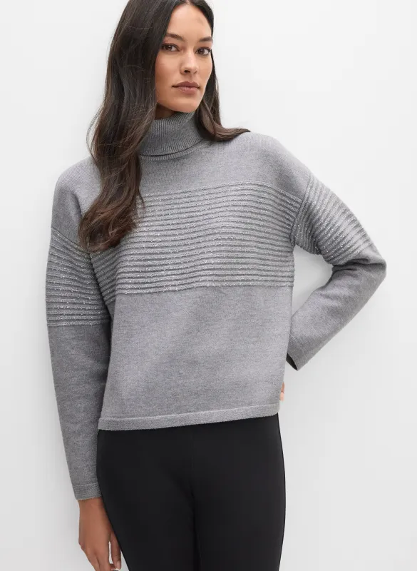 Sequin Striped Turtleneck Sweater sold by Melanie Lyne