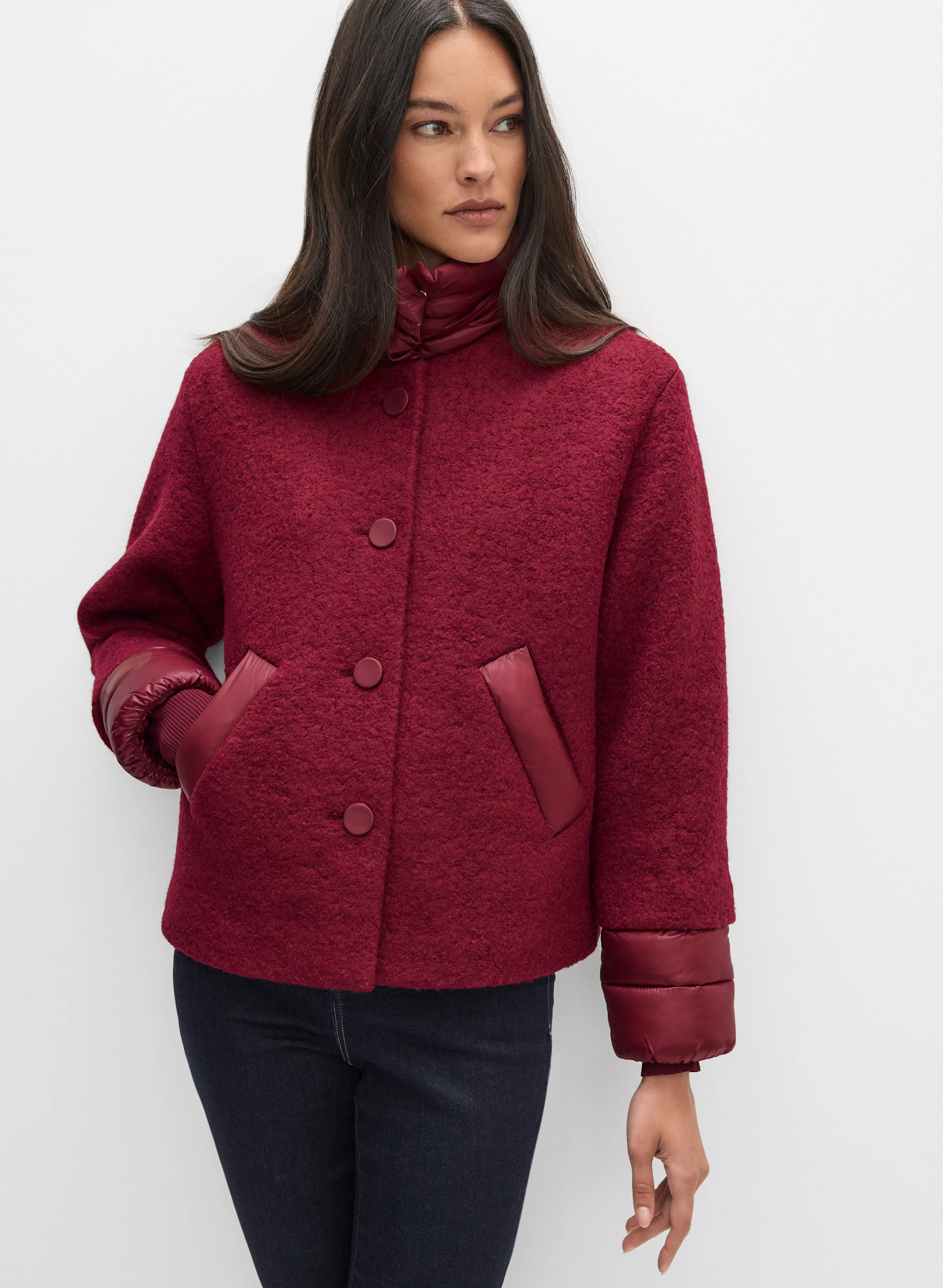 Quilted Detail Boiled Wool Coat sold by Melanie Lyne product image thumbnail 5