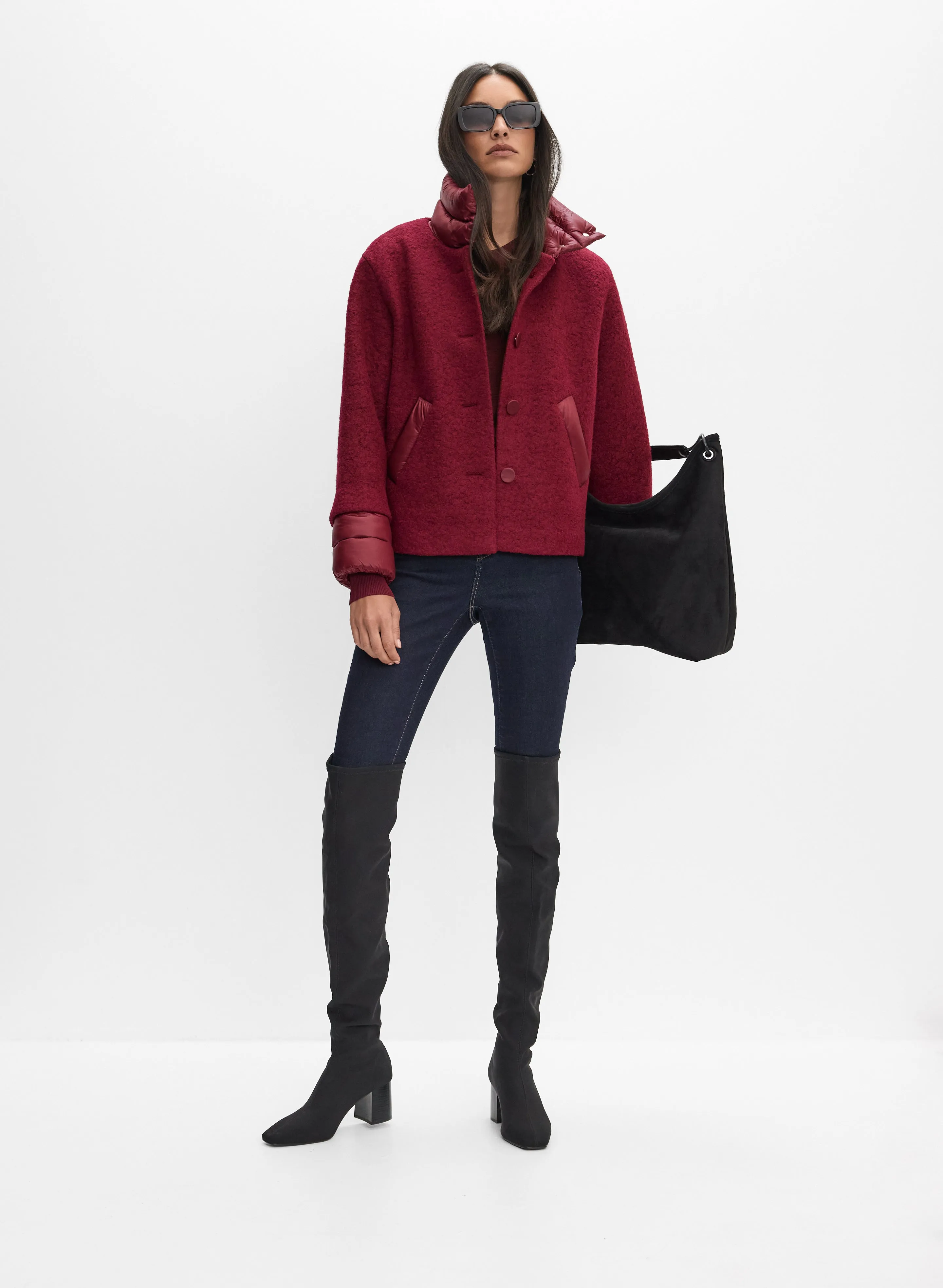 Quilted Detail Boiled Wool Coat sold by Melanie Lyne product image thumbnail 3