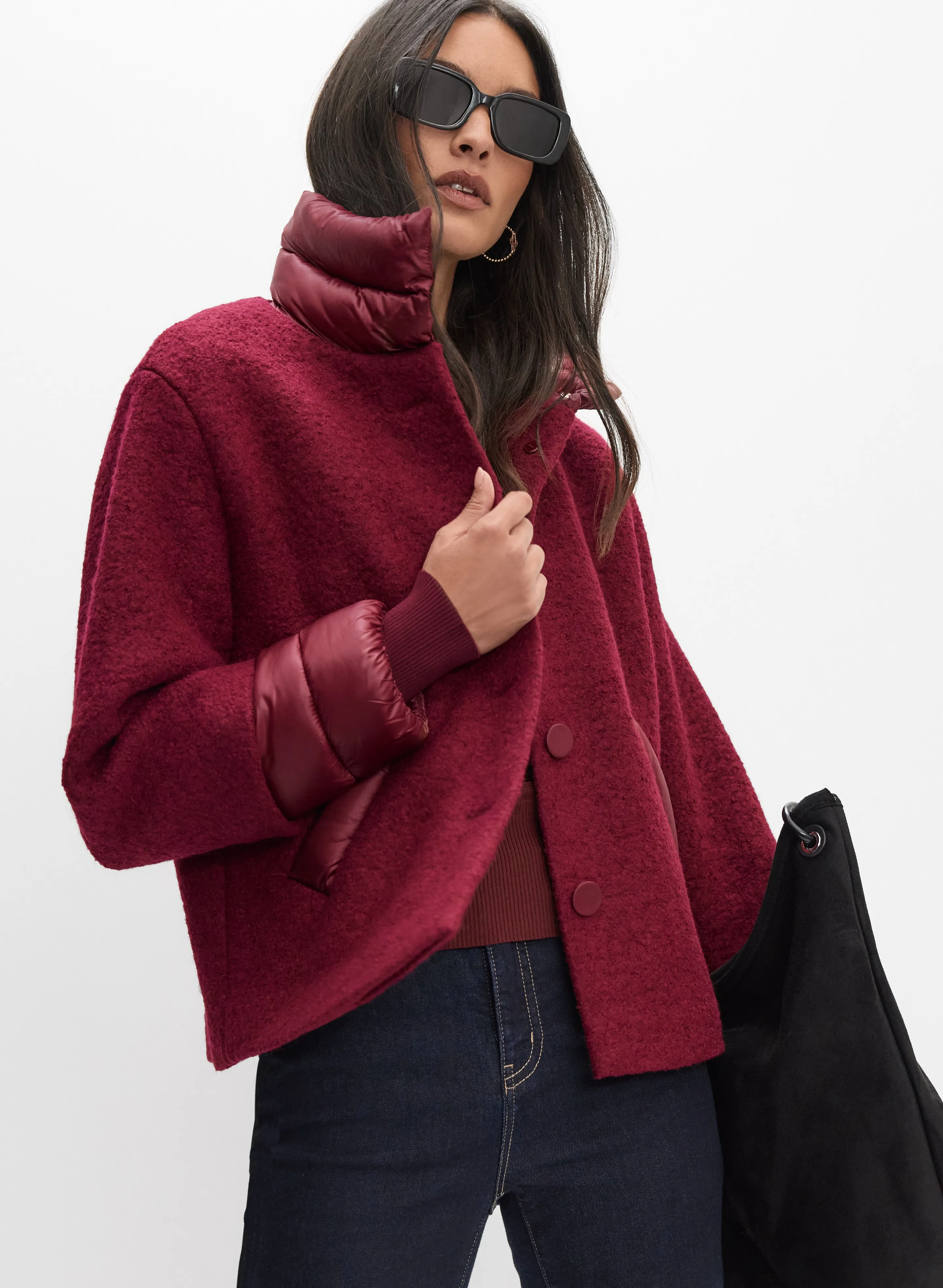 Quilted Detail Boiled Wool Coat sold by Melanie Lyne