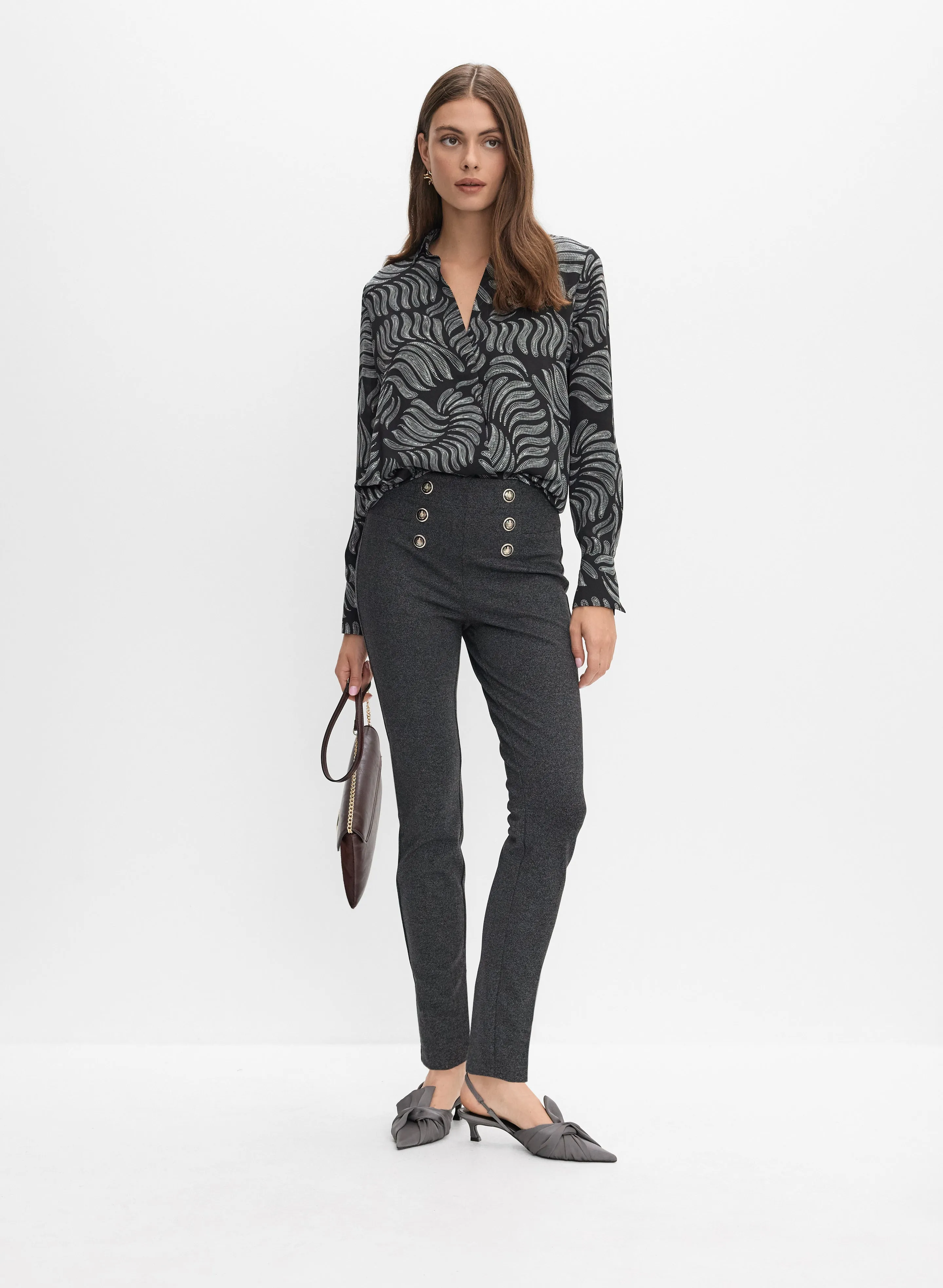 Embossed Button Slim-Leg Pants sold by Melanie Lyne product image thumbnail 3