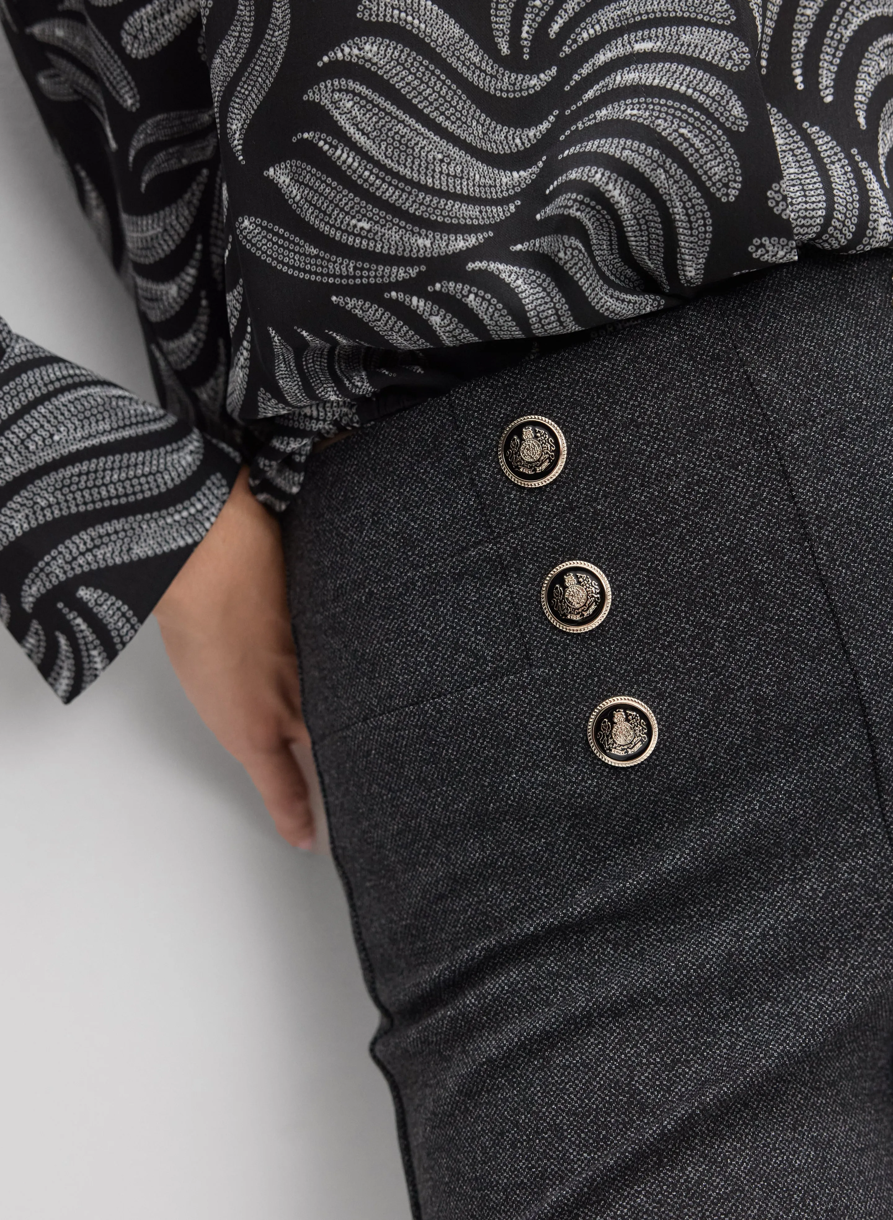 Embossed Button Slim-Leg Pants sold by Melanie Lyne product image thumbnail 4