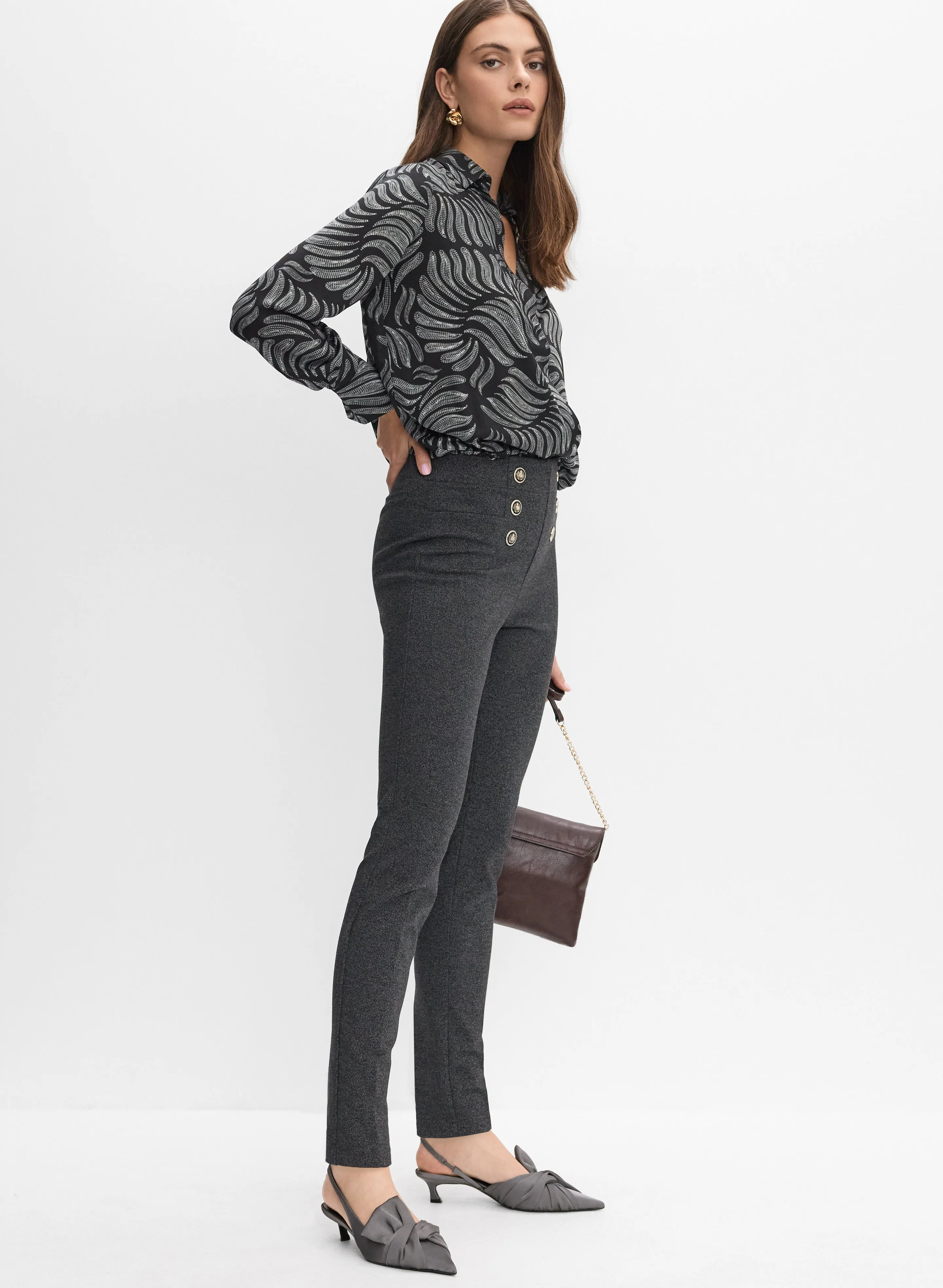 Embossed Button Slim-Leg Pants sold by Melanie Lyne product image thumbnail 5