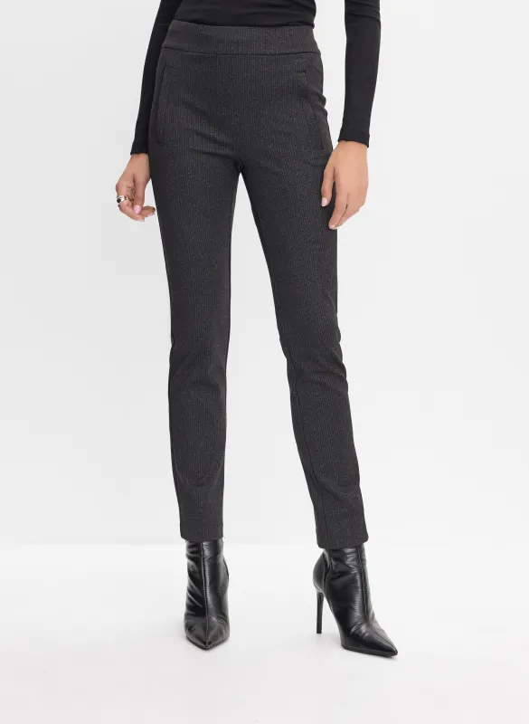 Madison Pinstripe Slim-Leg Pants sold by Melanie Lyne