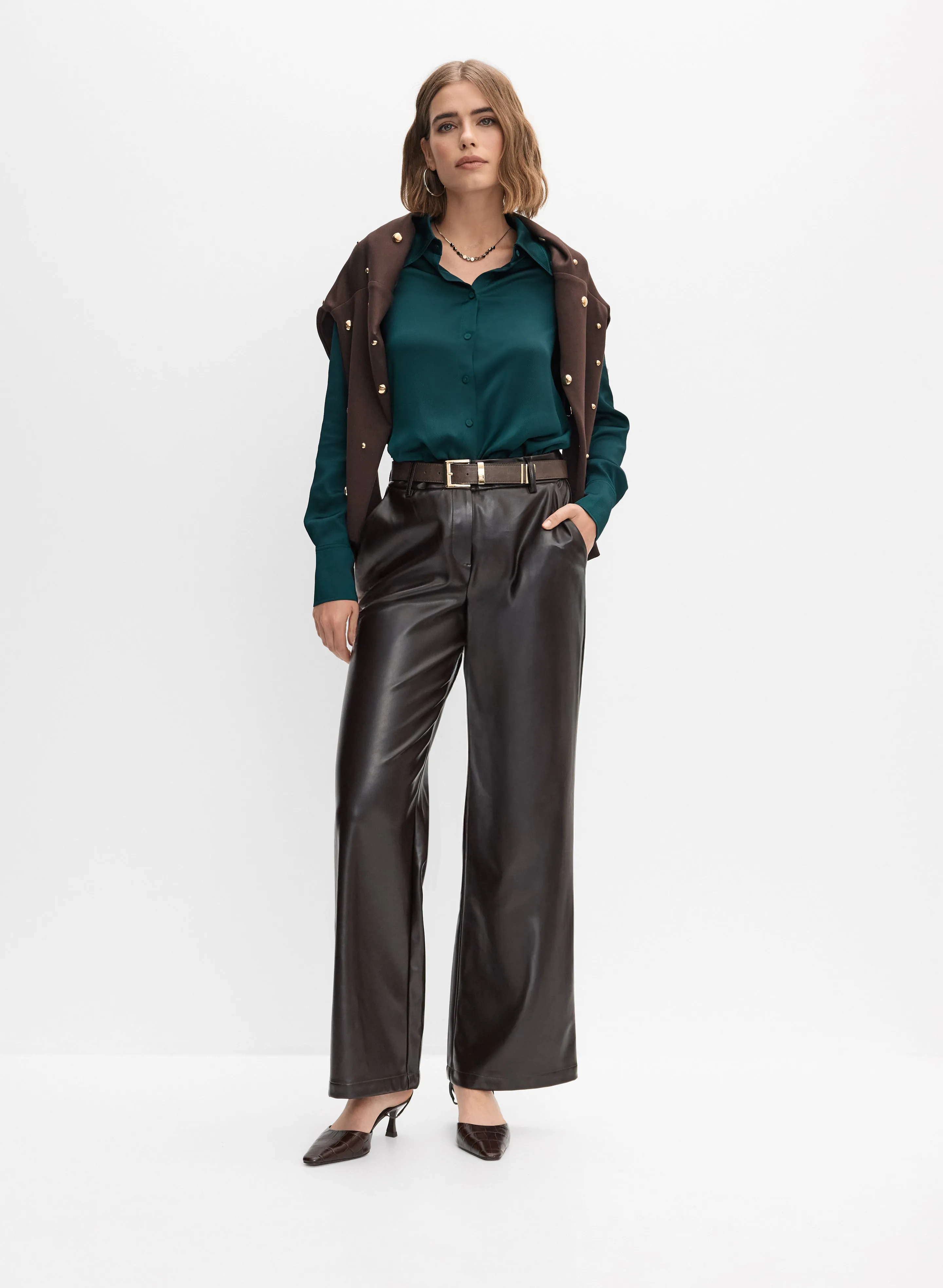 Belted Vegan Leather Trousers sold by Melanie Lyne product image thumbnail 3
