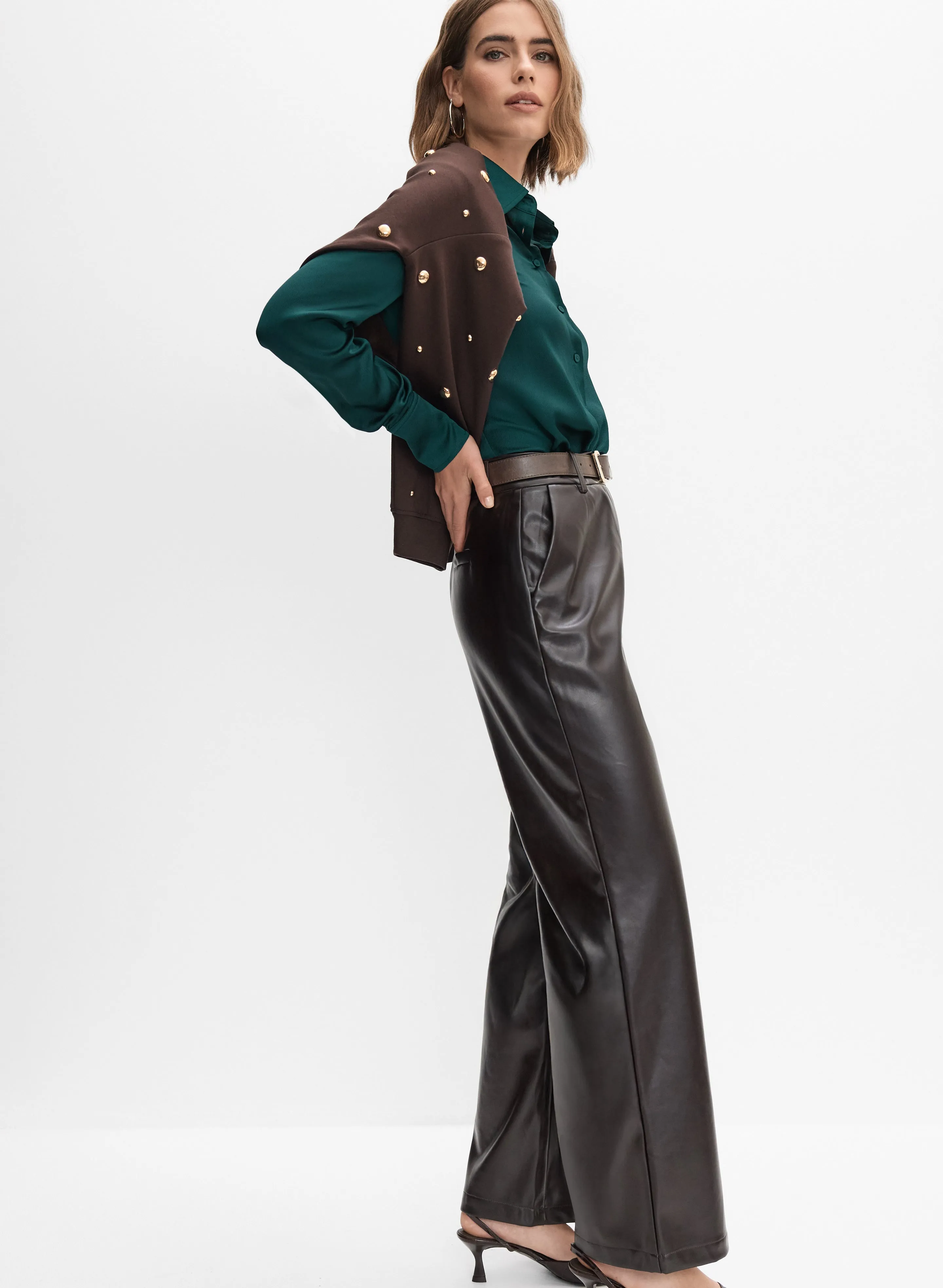 Belted Vegan Leather Trousers sold by Melanie Lyne product image thumbnail 5