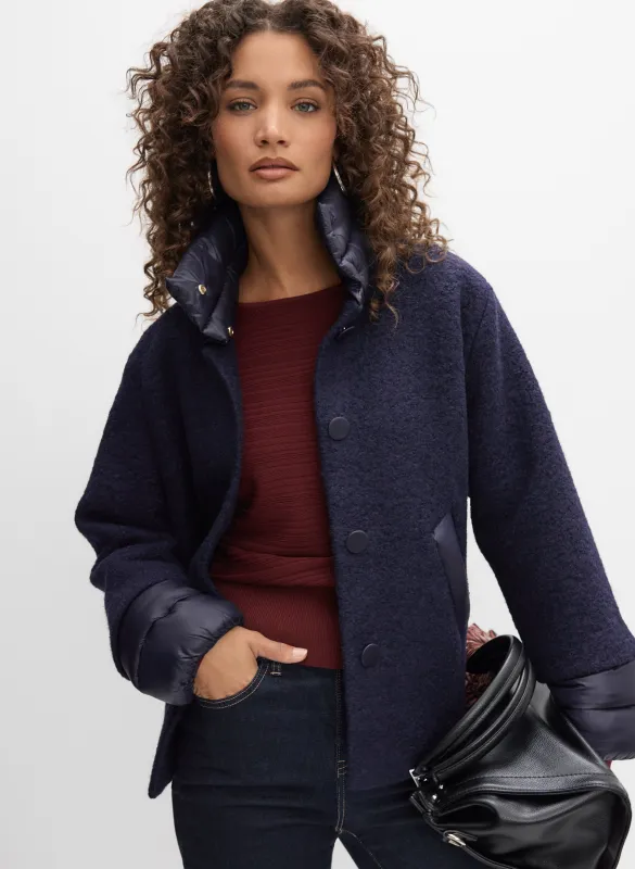 Quilted Detail Boiled Wool Coat sold by Melanie Lyne