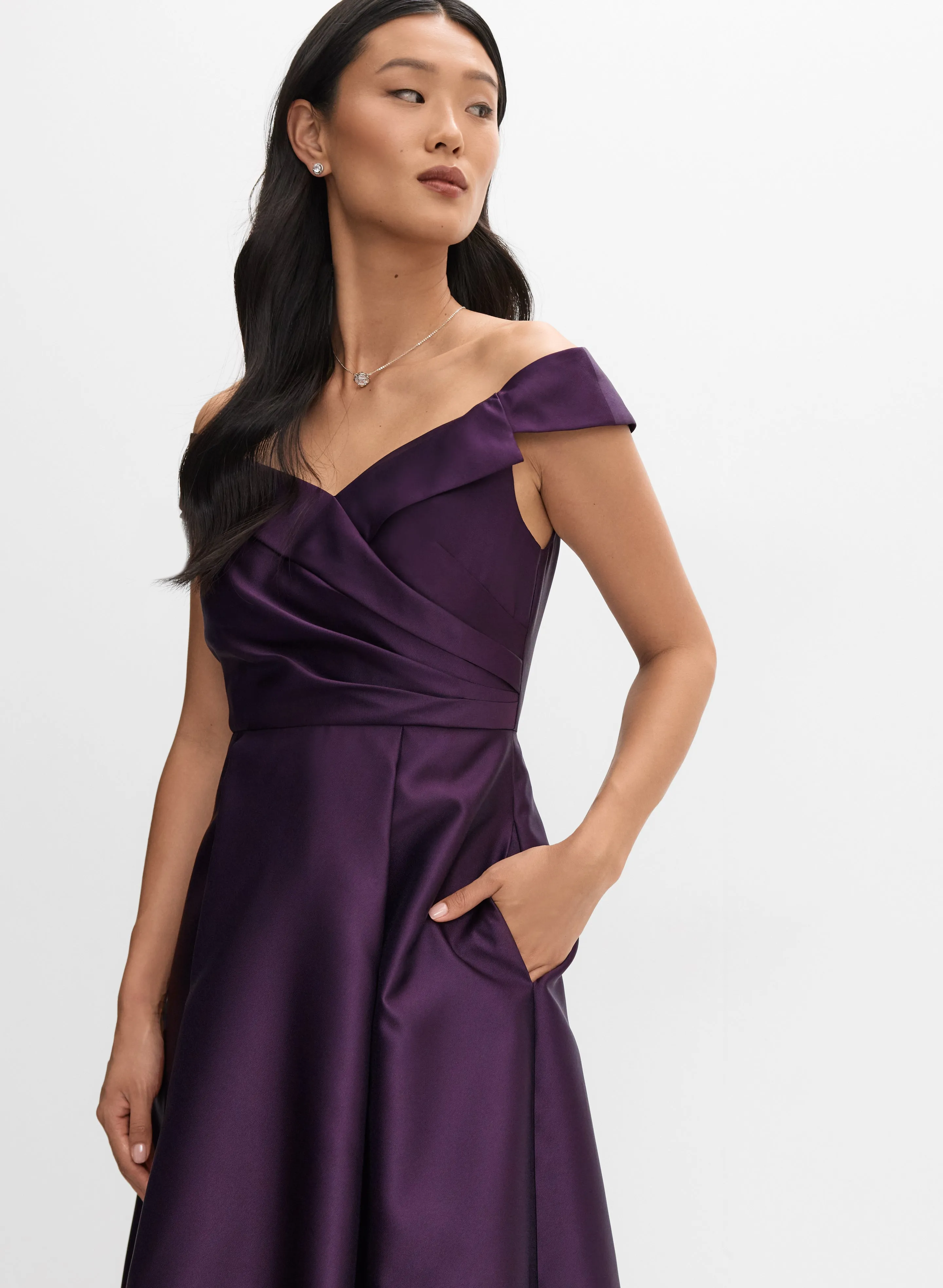 Adrianna Papell - Off-The-Shoulder Mikado Dress sold by Melanie Lyne product image thumbnail 4