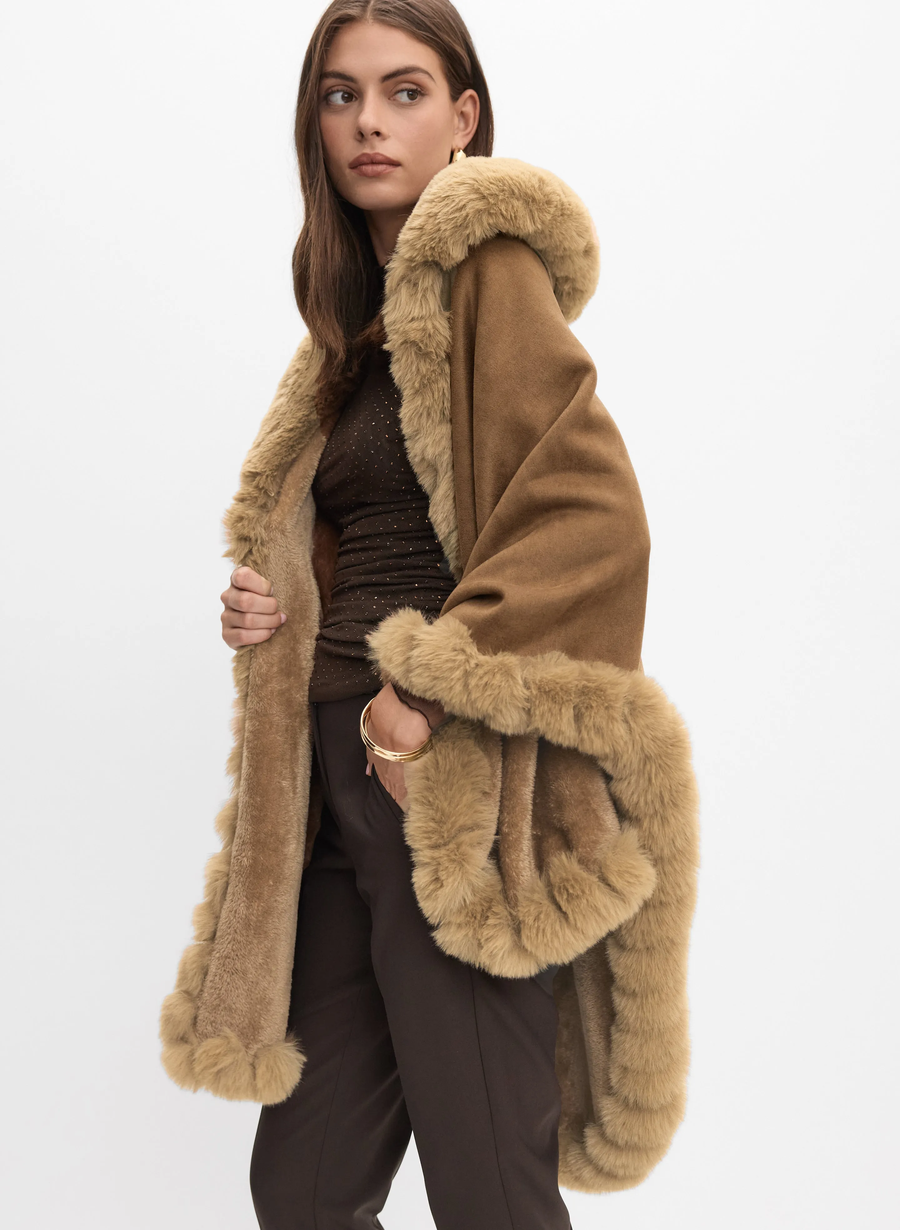 Faux-Suede Poncho sold by Melanie Lyne