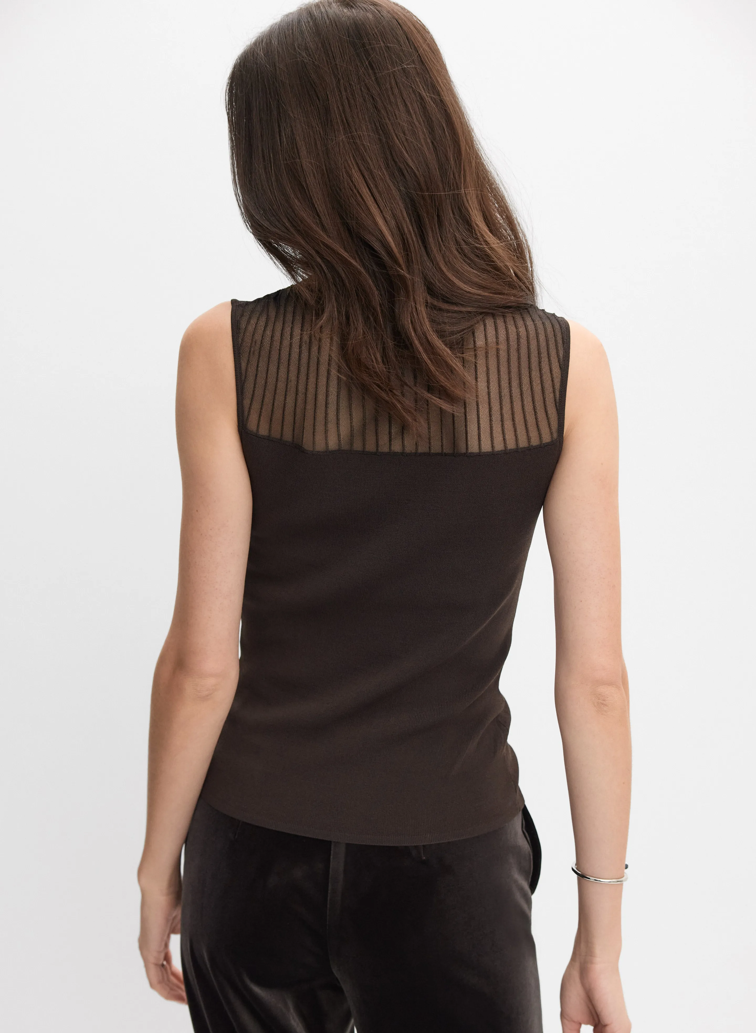 Sleeveless Sheer Yoke Top sold by Melanie Lyne product image thumbnail 3
