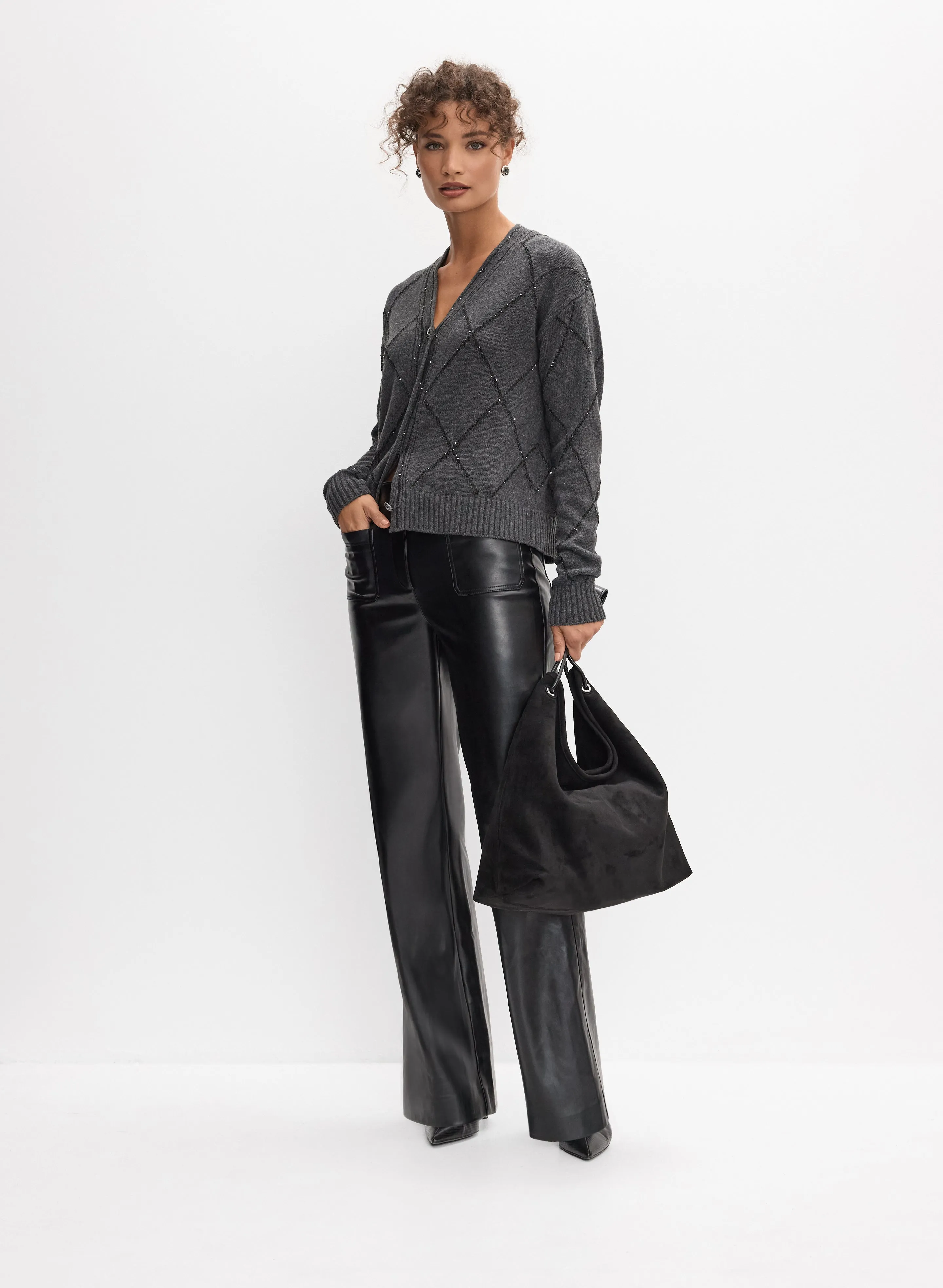 Sequin Embellished Argyle Cardigan sold by Melanie Lyne product image thumbnail 4