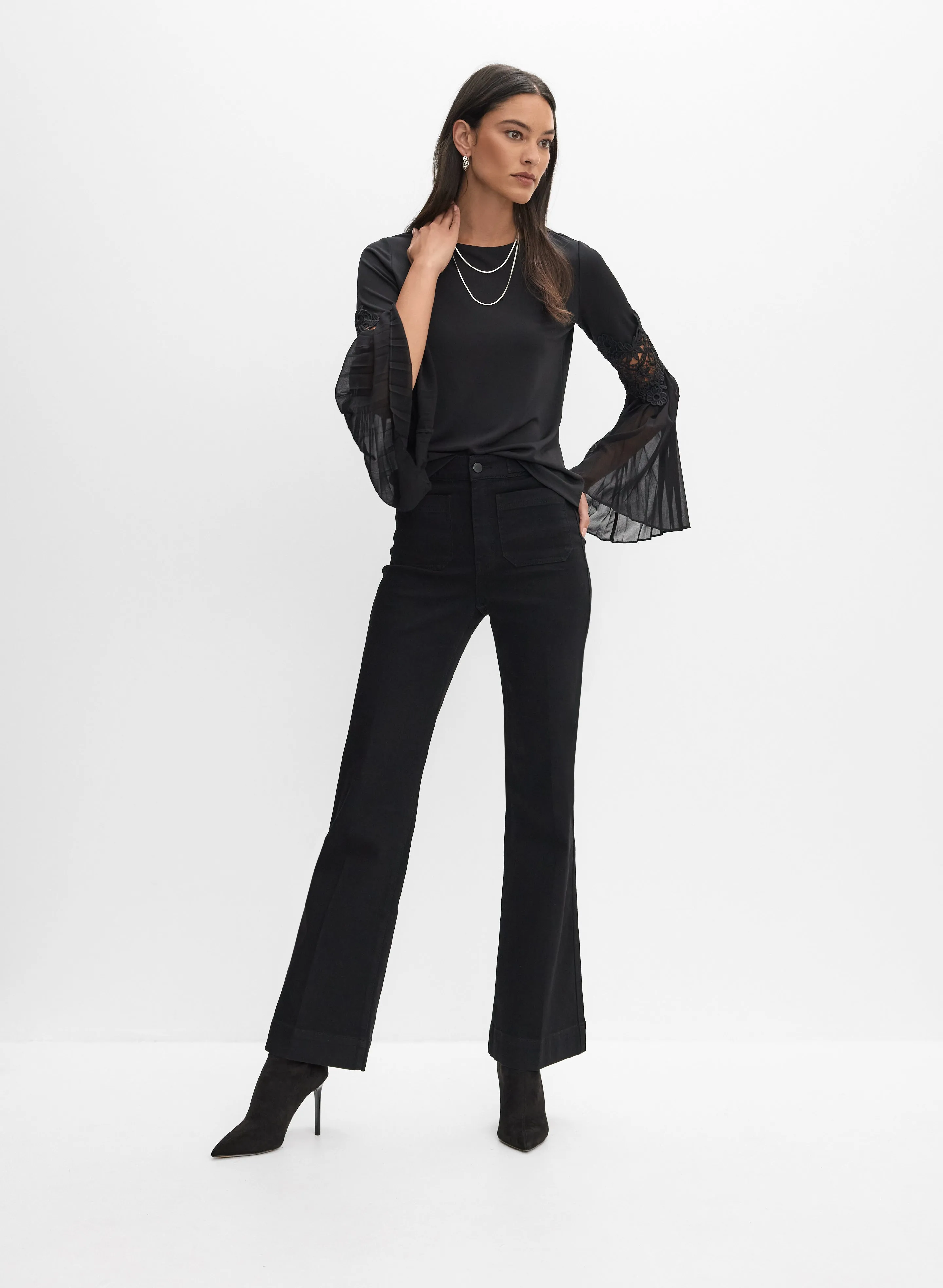 Lace Insert Bell Sleeve Top sold by Melanie Lyne product image thumbnail 3