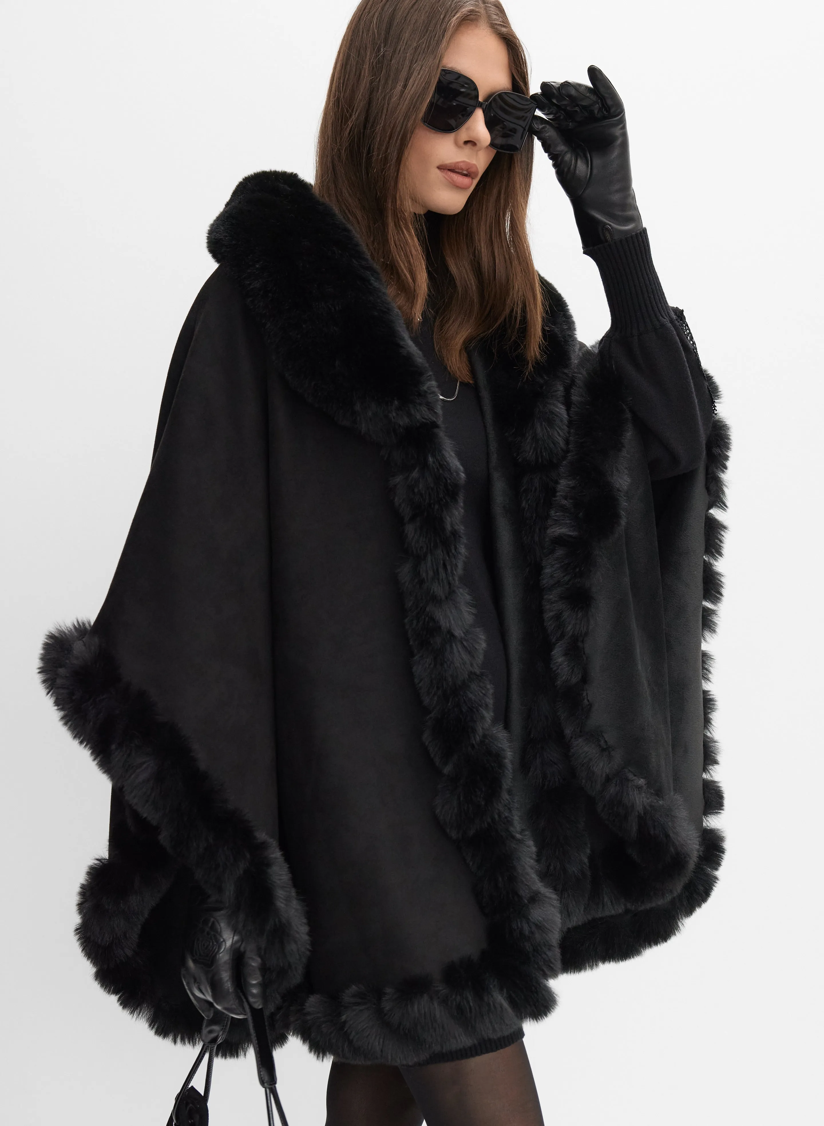 Faux-Suede Poncho sold by Melanie Lyne