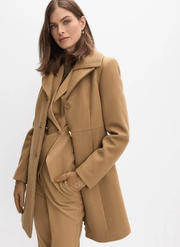 Stretch Wool-Blend Button Coat sold by Melanie Lyne