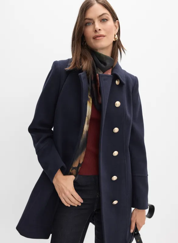 Stretch Wool-Blend Military Coat sold by Melanie Lyne