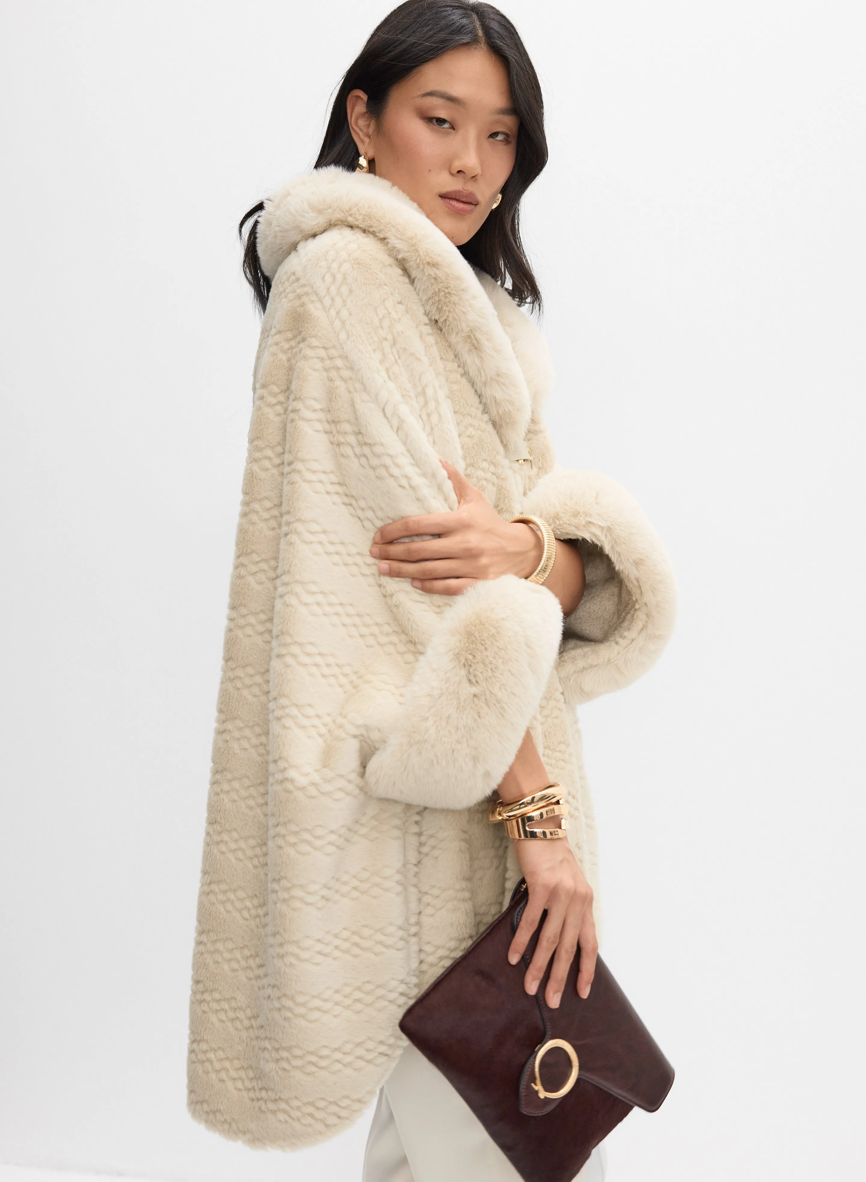 Textured Faux-Fur Poncho sold by Melanie Lyne product image thumbnail 3