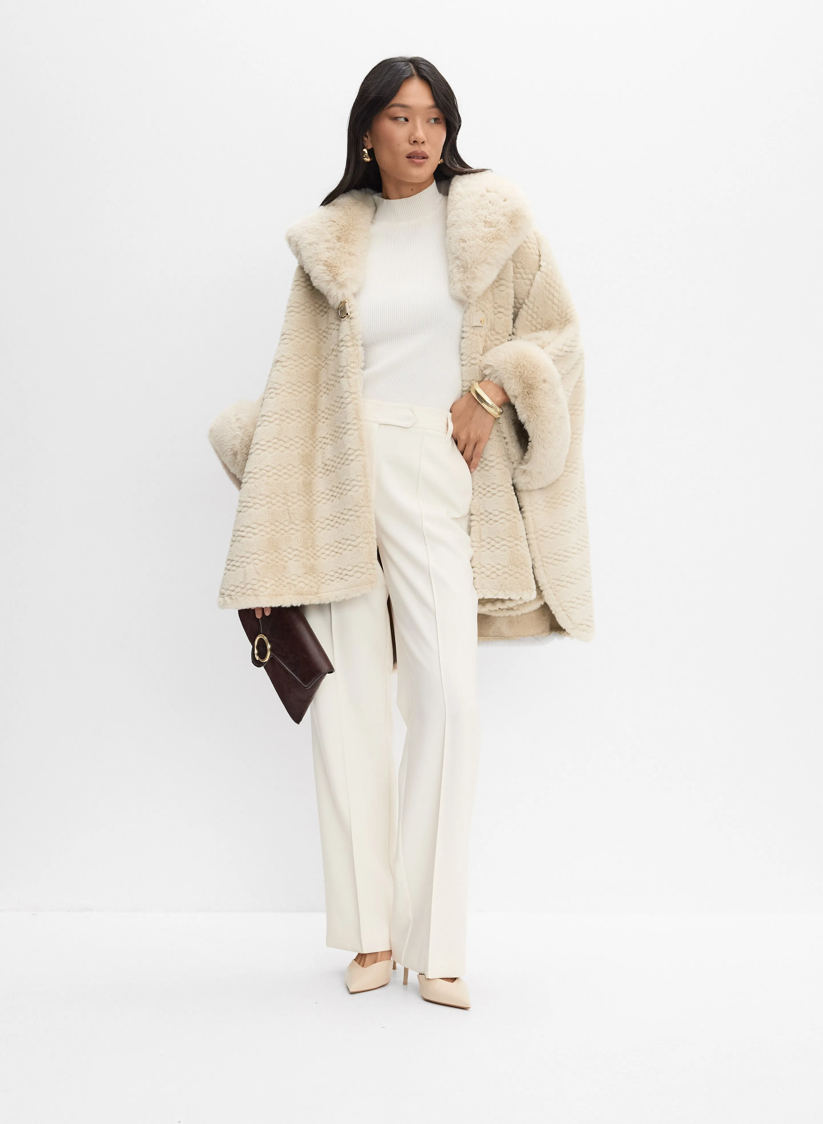 Textured Faux-Fur Poncho sold by Melanie Lyne product image thumbnail 5