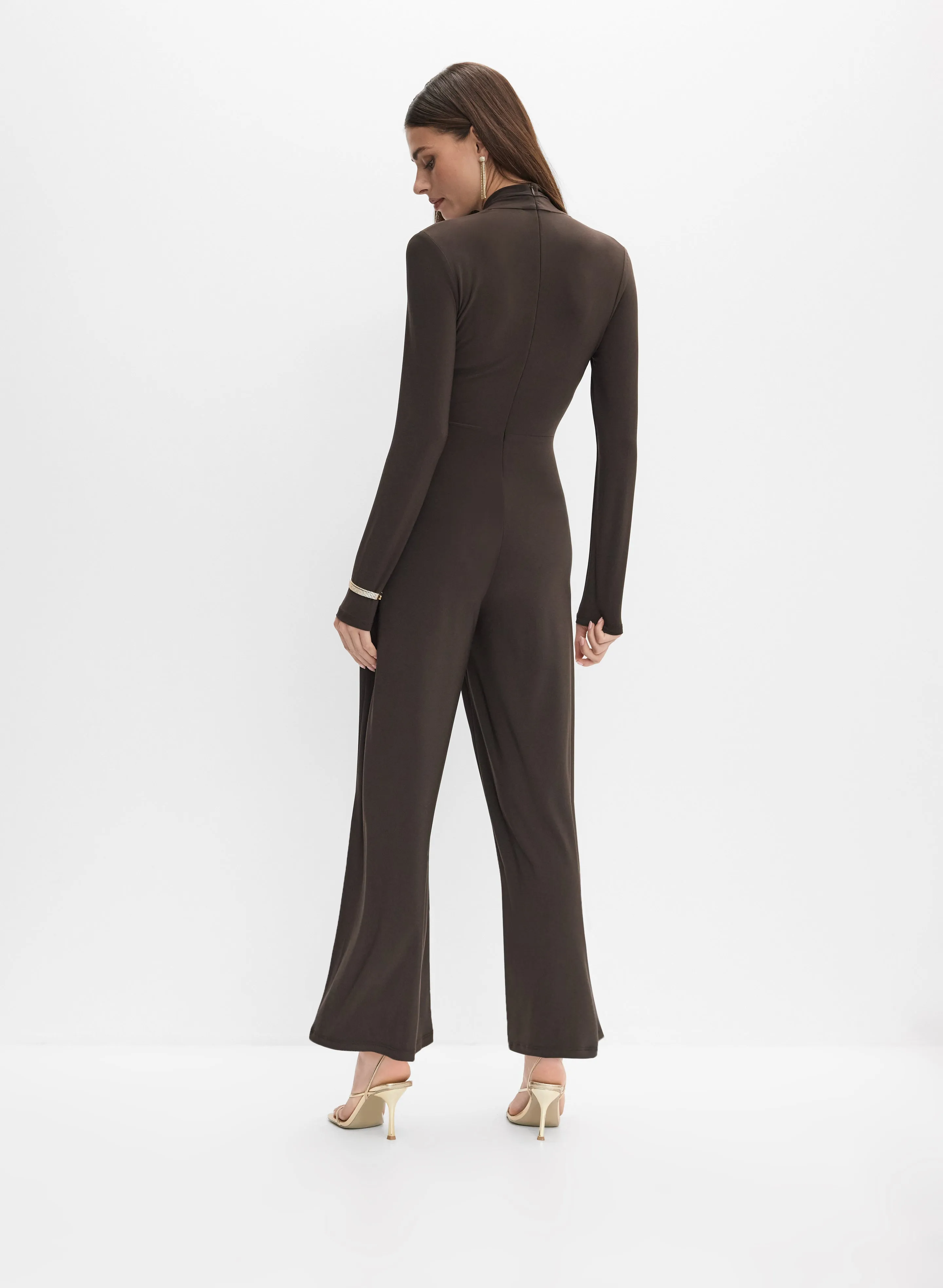 Joseph Ribkoff - Brooch Fastened Faux-Wrap Jumpsuit sold by Melanie Lyne product image thumbnail 5