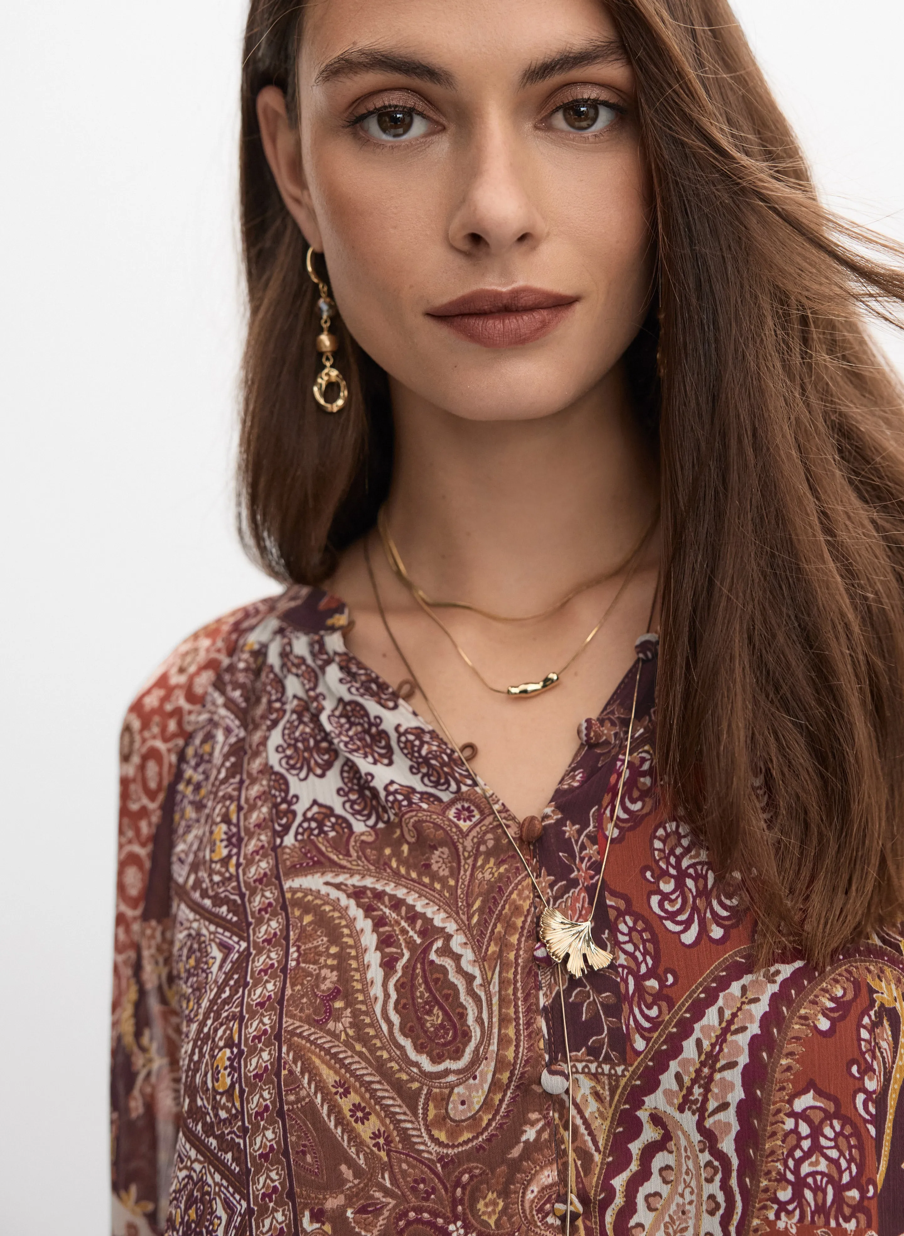 Patchwork Paisley Button-Down Blouse sold by Melanie Lyne product image thumbnail 2