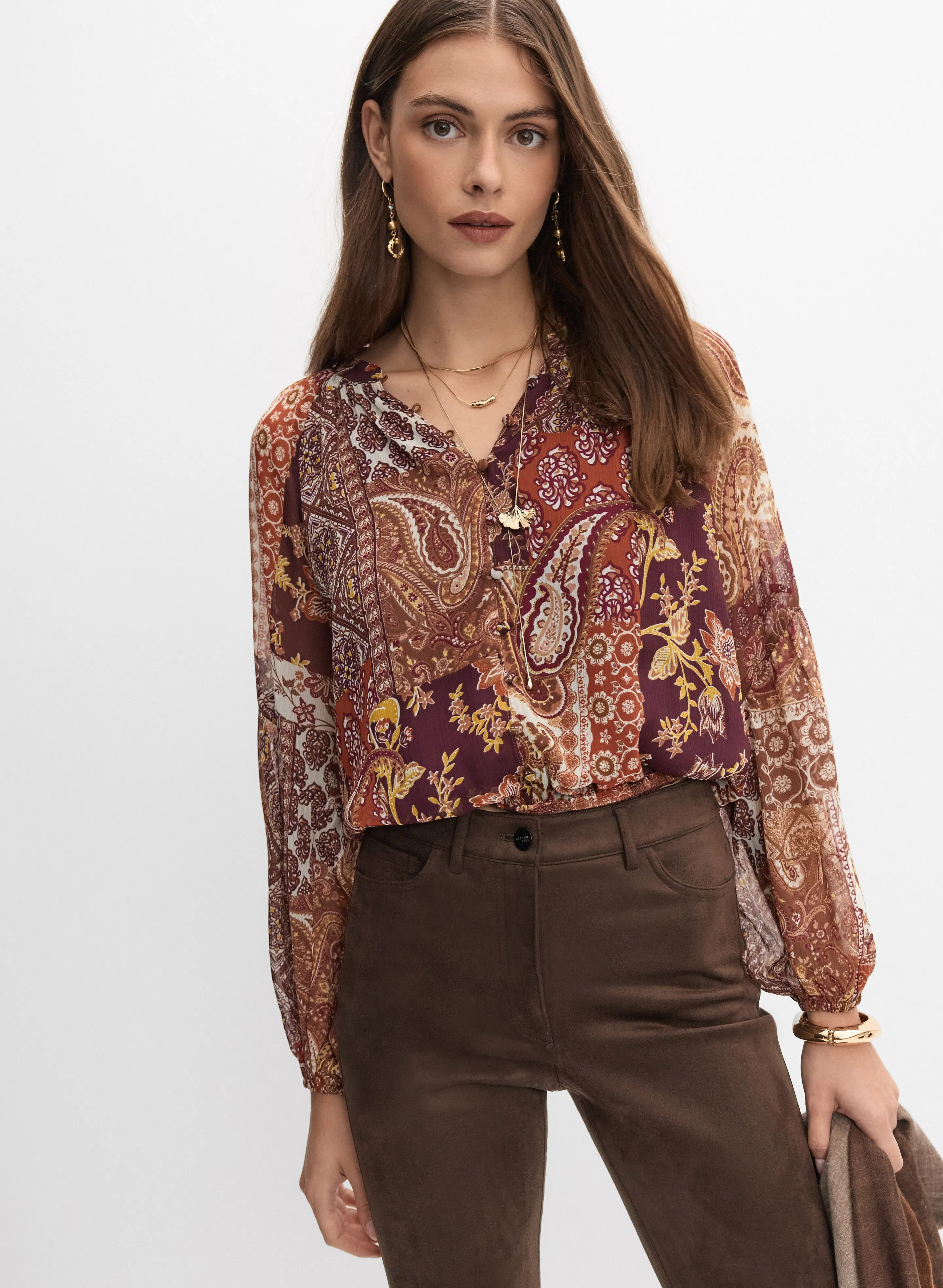 Patchwork Paisley Button-Down Blouse sold by Melanie Lyne