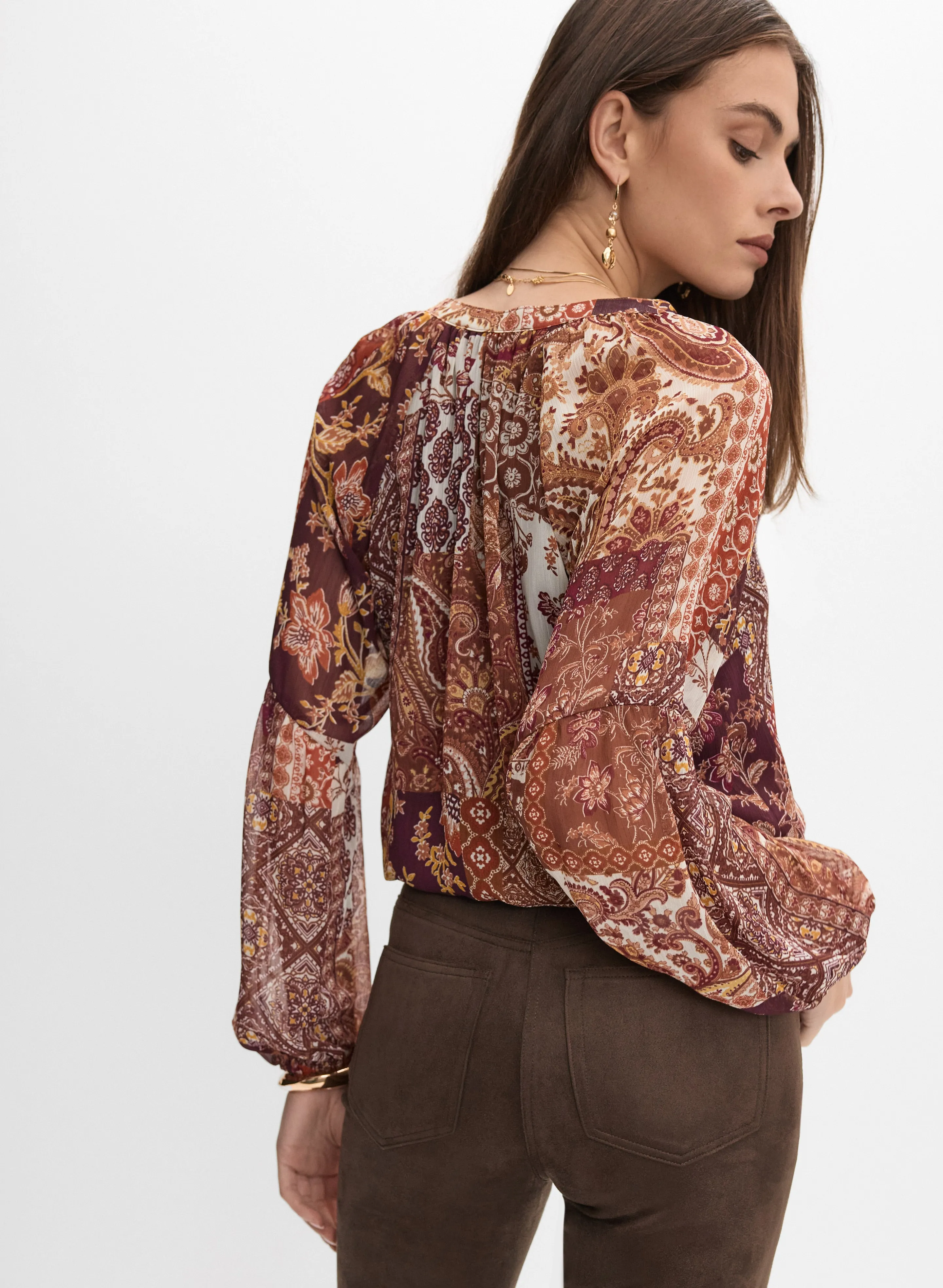 Patchwork Paisley Button-Down Blouse sold by Melanie Lyne product image thumbnail 4