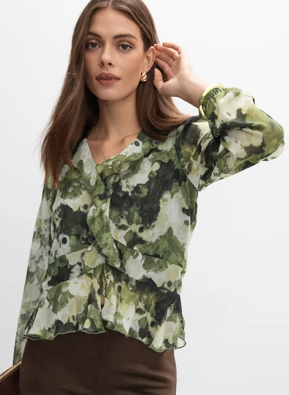 Abstract Flounce Front Blouse sold by Melanie Lyne