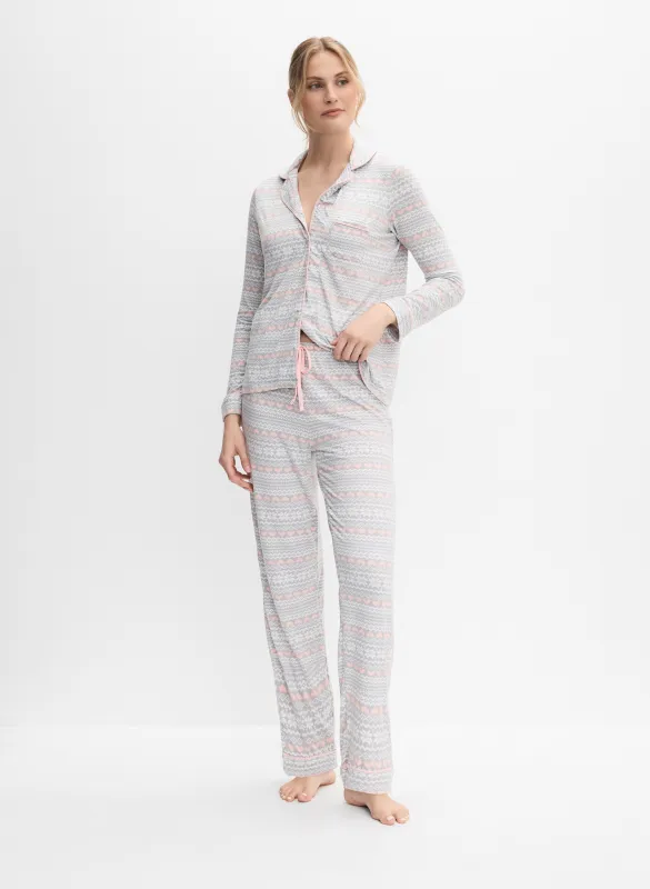 Snowflake & Heart Print Pyjama Set sold by Melanie Lyne